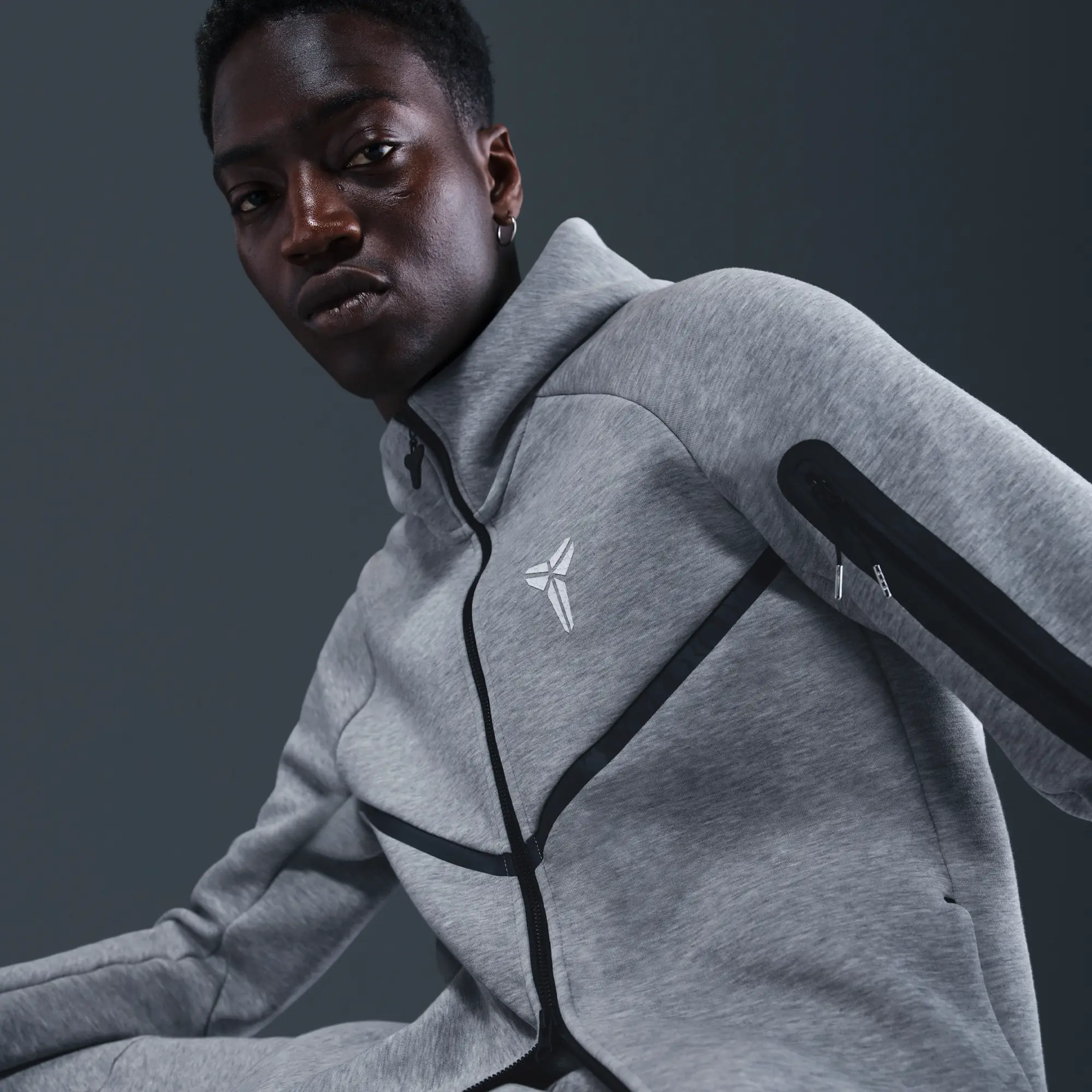 Nike Kobe Men's Tech Fleece Full-Zip Windrunner Jacket - Grey - Cotton/Polyester