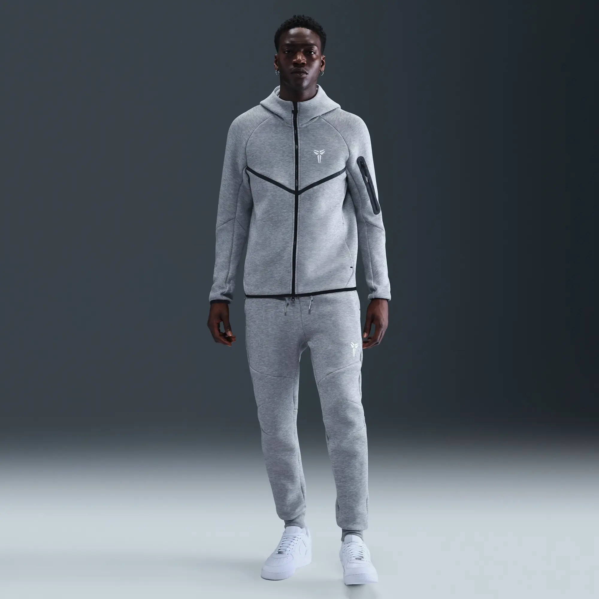 Nike Kobe Men's Tech Fleece Full-Zip Windrunner Jacket - Grey - Cotton/Polyester