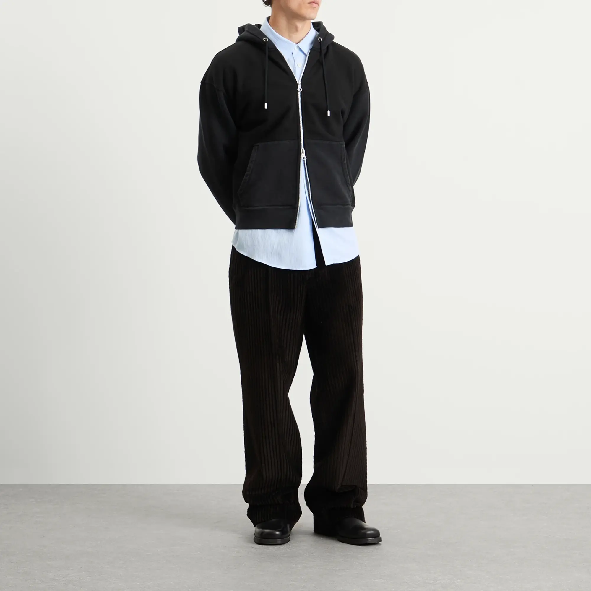 Our Legacy Men's Rascal Zip Up Hood Pigment Black Hefty Fleece