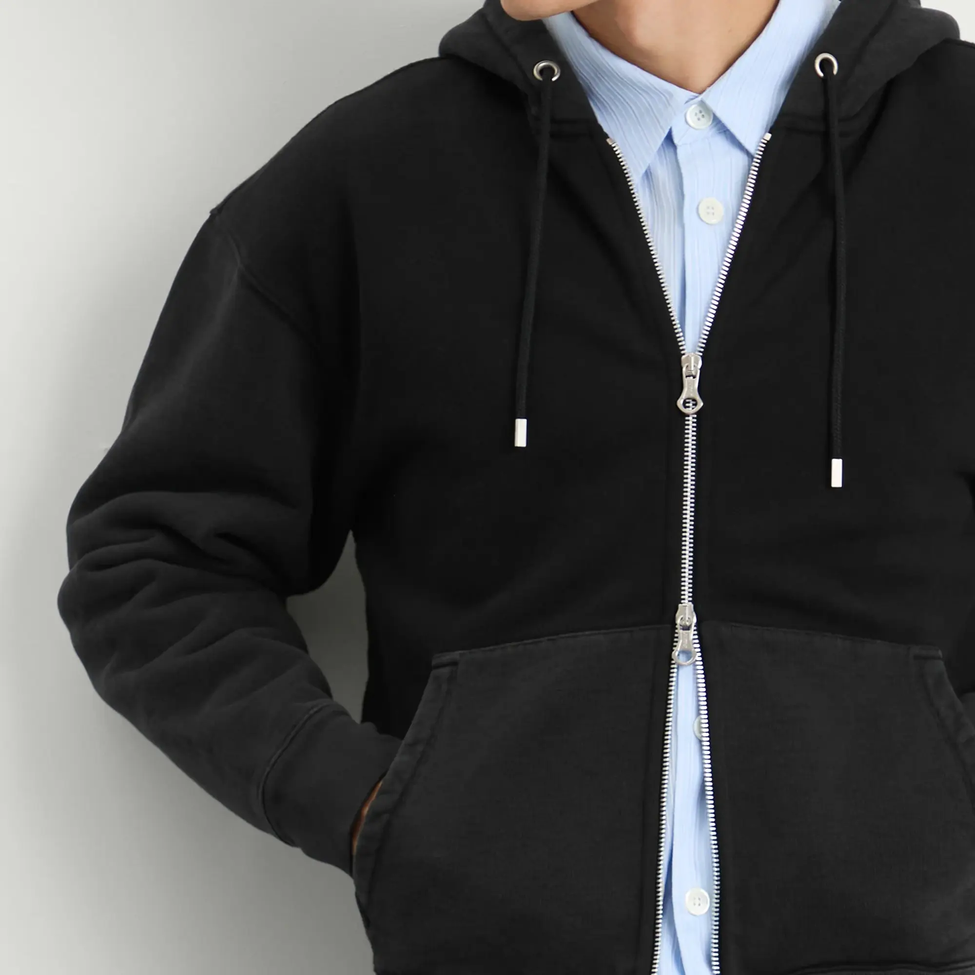 Our Legacy Men's Rascal Zip Up Hood Pigment Black Hefty Fleece
