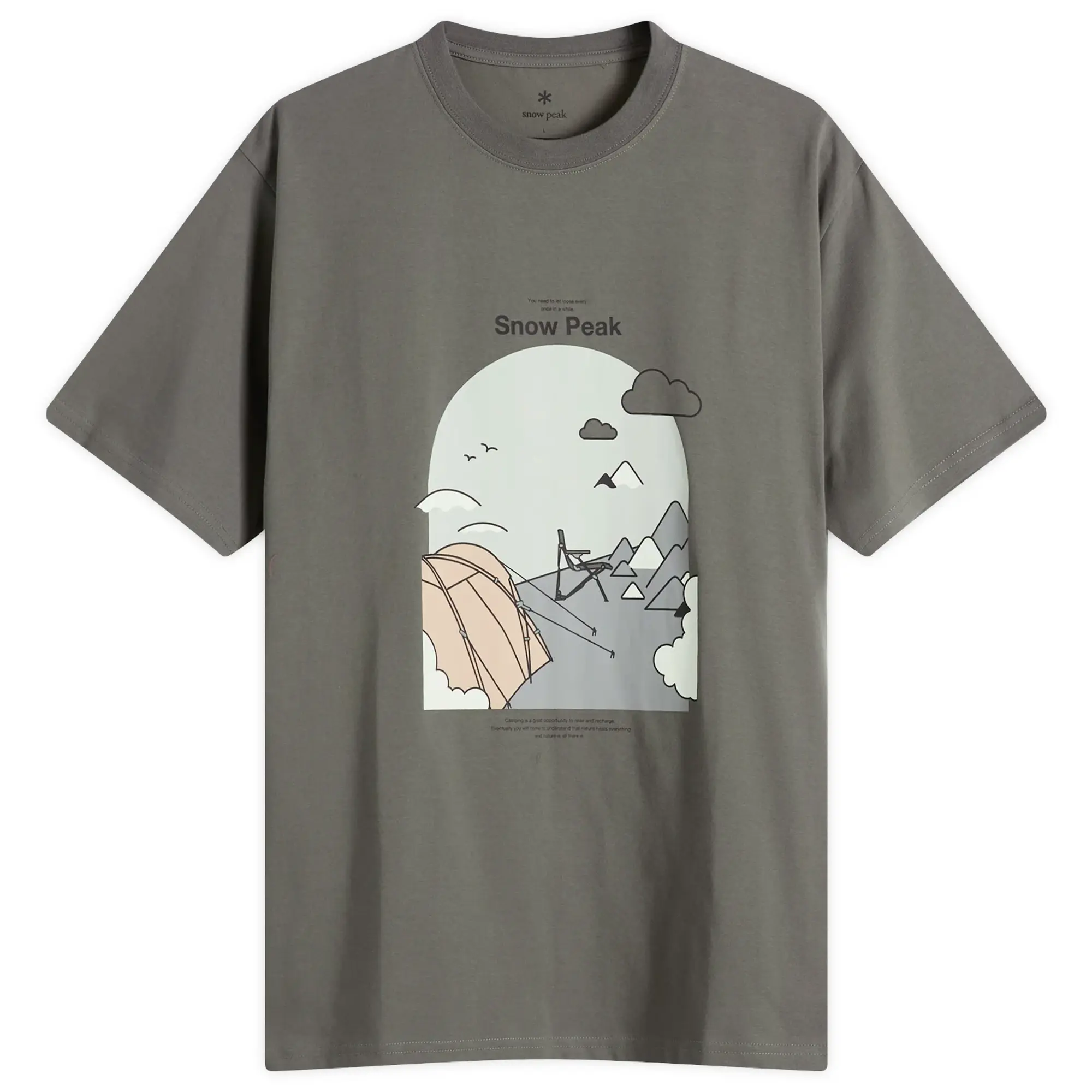 Snow Peak Men's Camping Graphic T-Shirt Grey