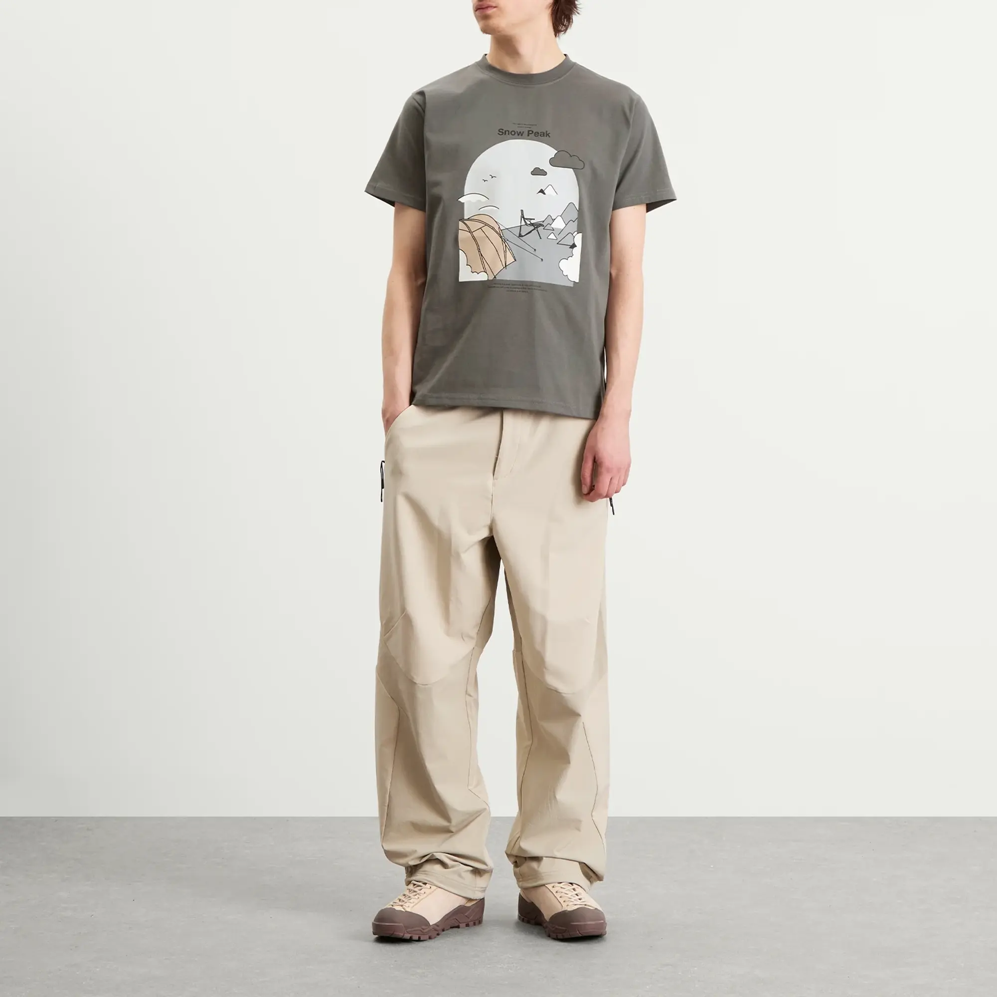 Snow Peak Men's Camping Graphic T-Shirt Grey