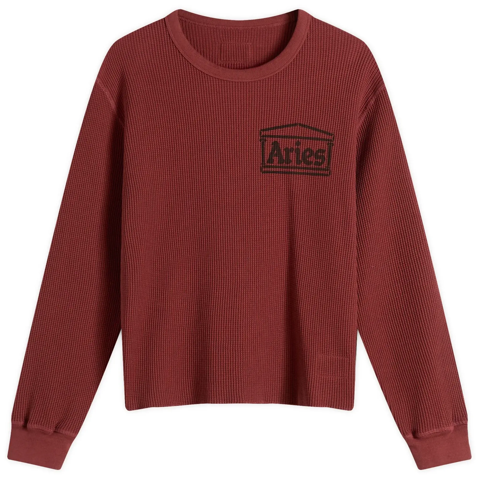 Aries Women's Reversible Long Sleeve Baby Fit T-Shirt Burgundy