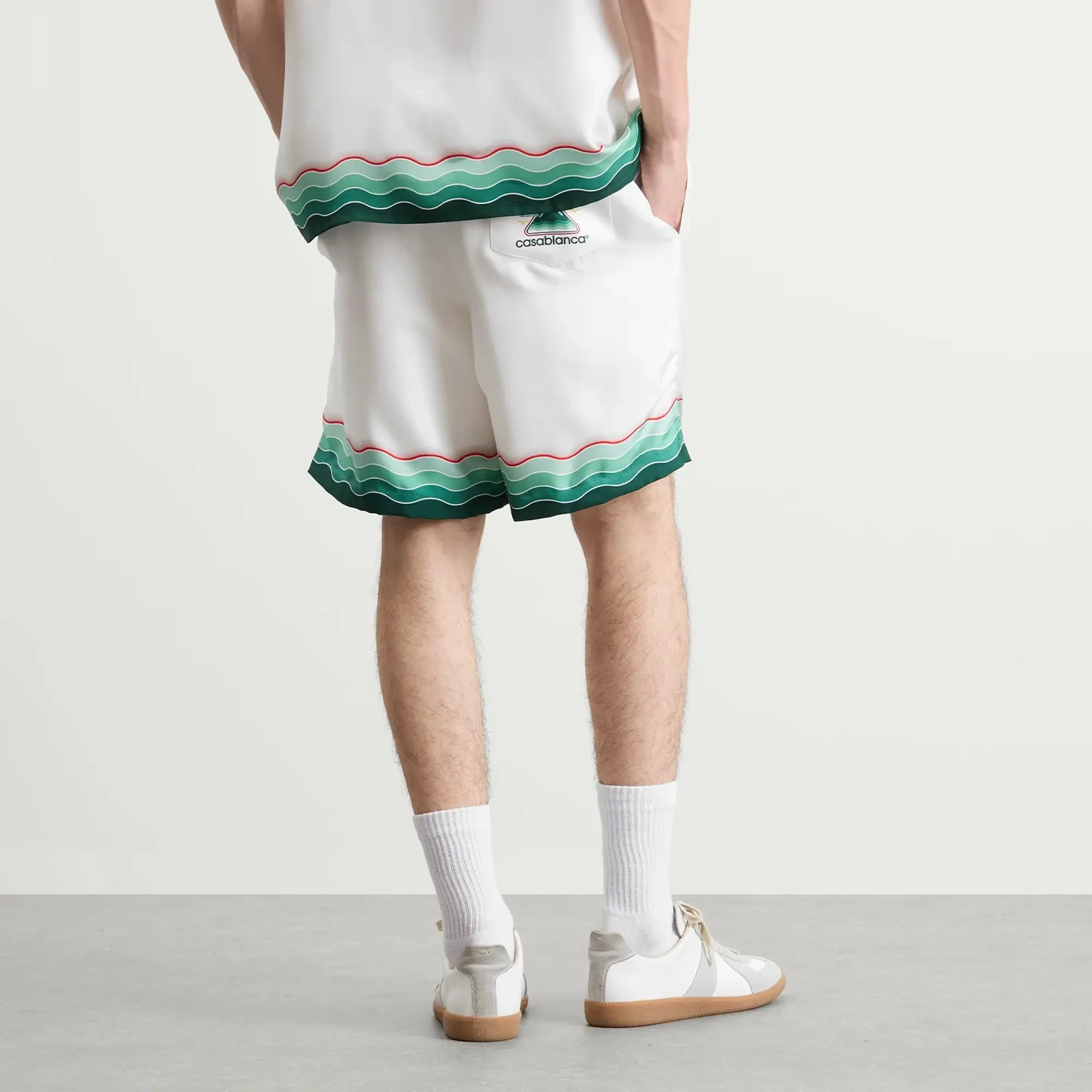 Casablanca Men's Silk Twill Montagne Drawstring Shorts White