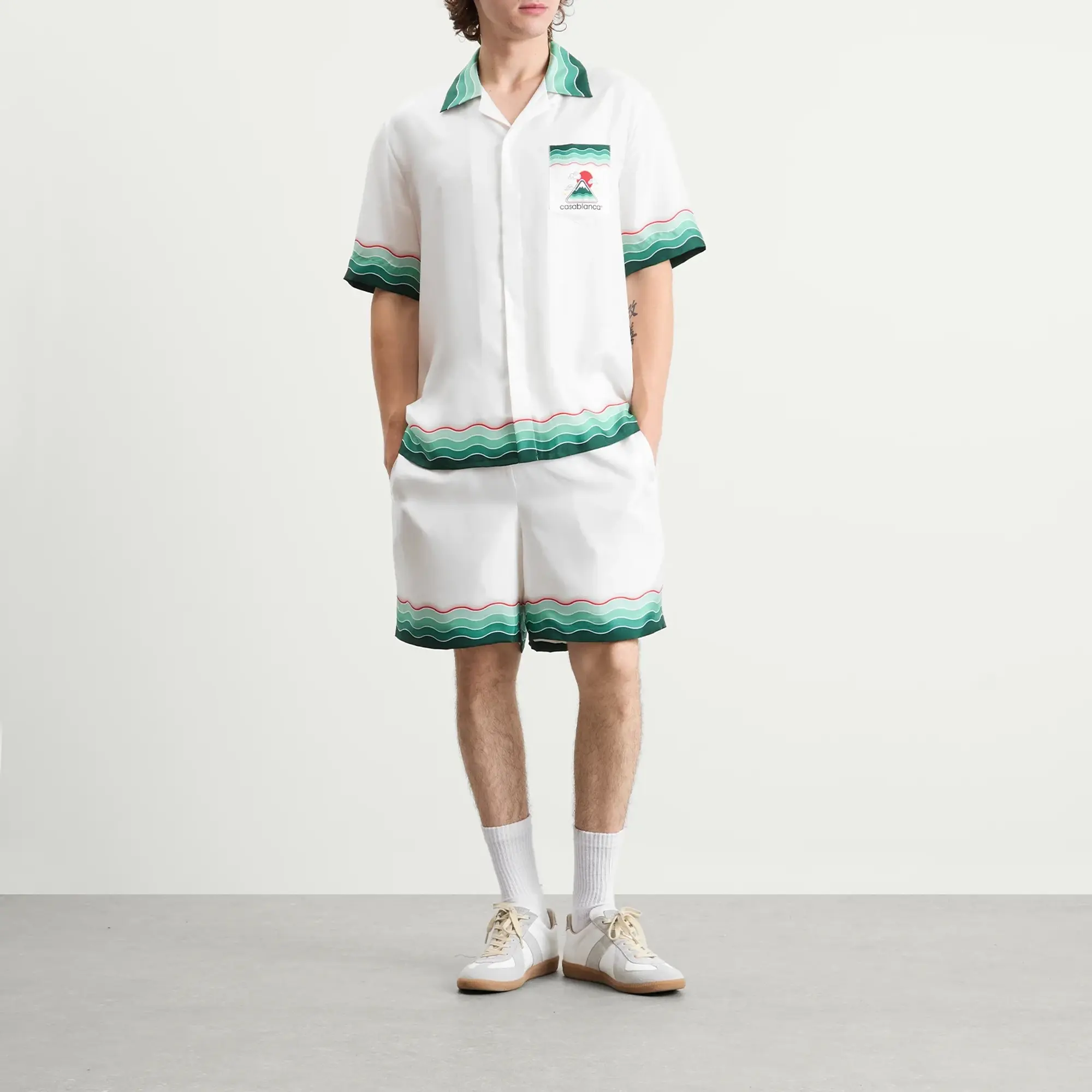 Casablanca Men's Silk Twill Montagne Drawstring Shorts White