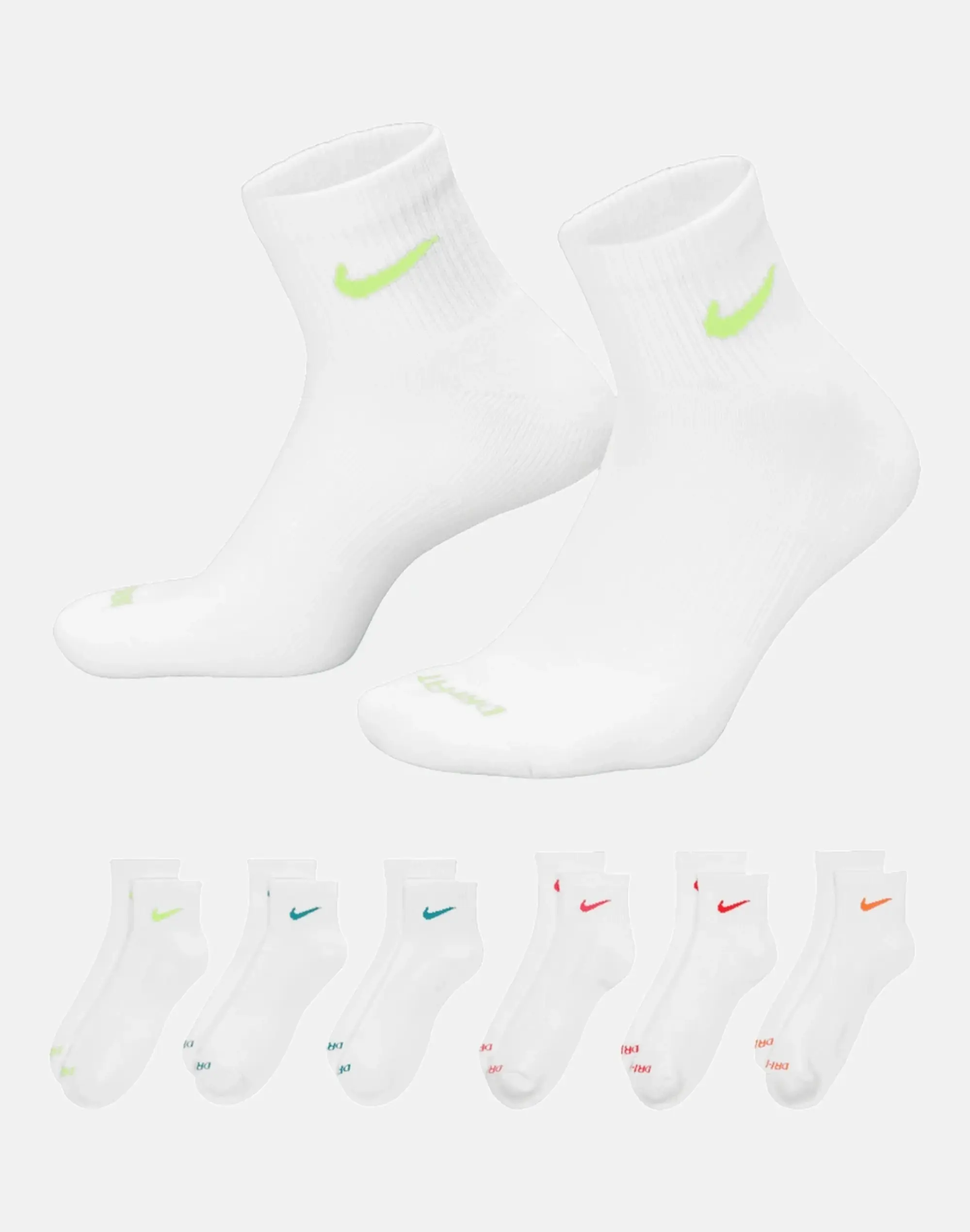 Nike Everyday Cushion 6 Pack Ankle Socks in White 