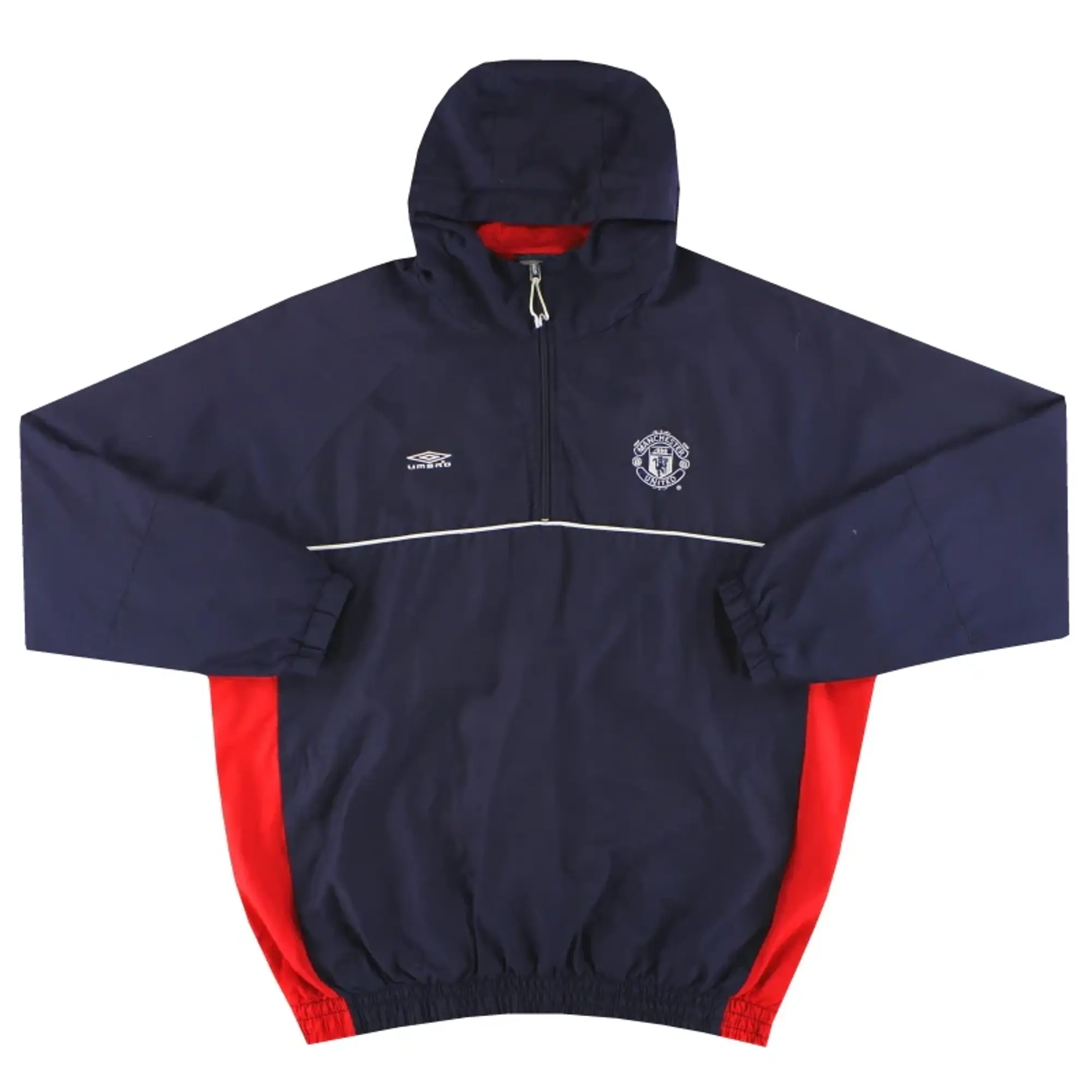 2000-01 Manchester United Umbro 1/4 Zip Hooded Track Jacket XL - Manchester United / Excellent 