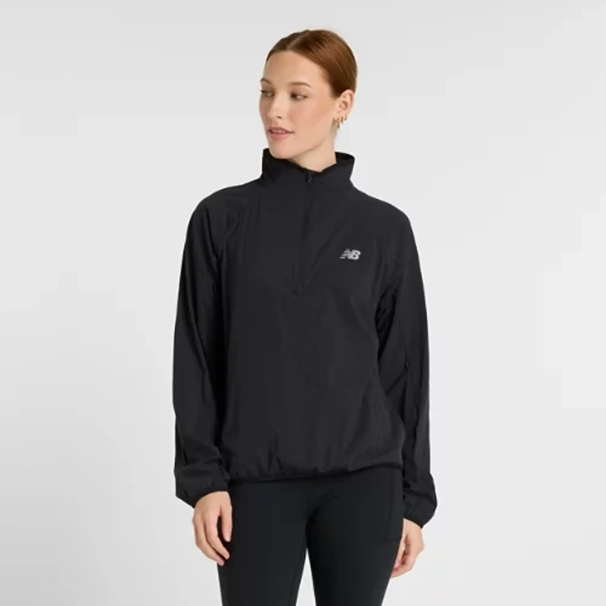 New Balance Women's Ultra Light Half Zip in Black Polywoven