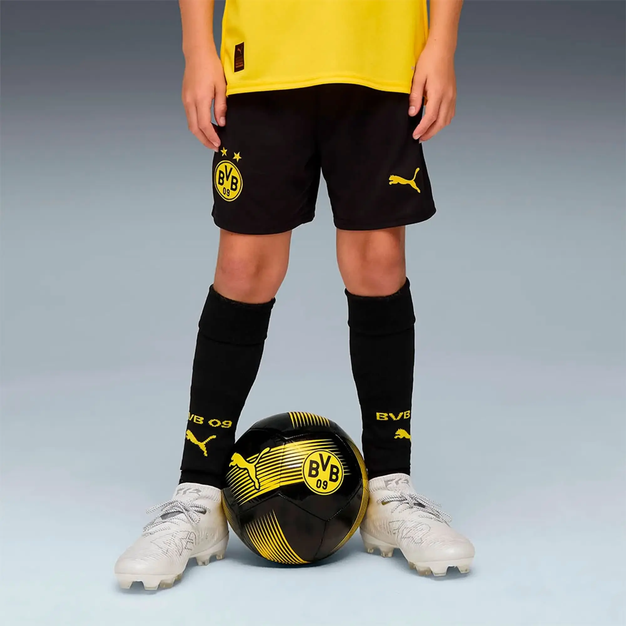 PUMA Borussia Dortmund 25/26 Shorts Youth, Black/Faster Yellow, size 11-12 Youth