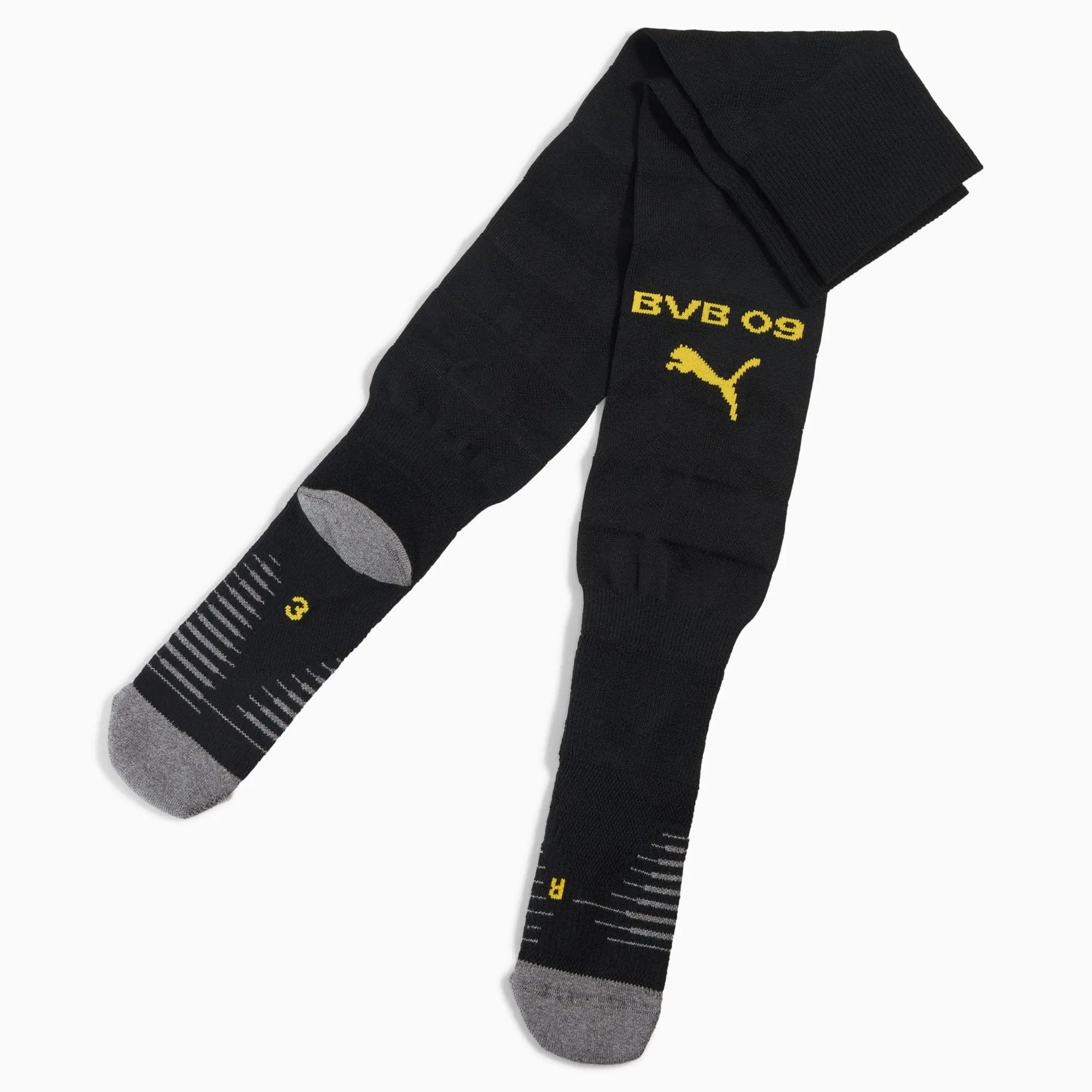 PUMA Borussia Dortmund 25/26 Socks Men, Black/Yellow Sizzle, size 12-14