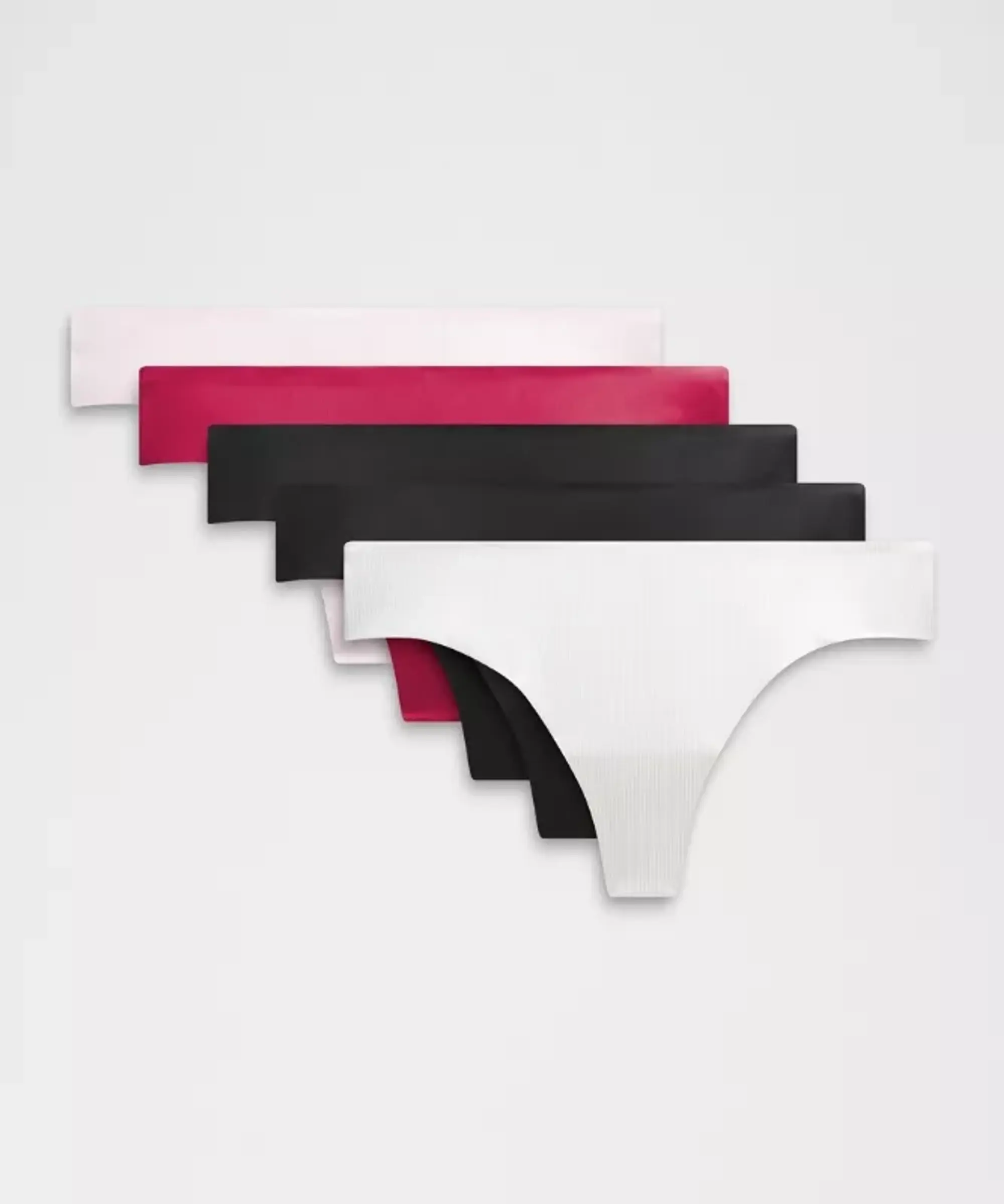 lululemon – Women's InvisiWear Mid-Rise Thong Underwear 5 Pack – Color Black/White/Red – Size L
