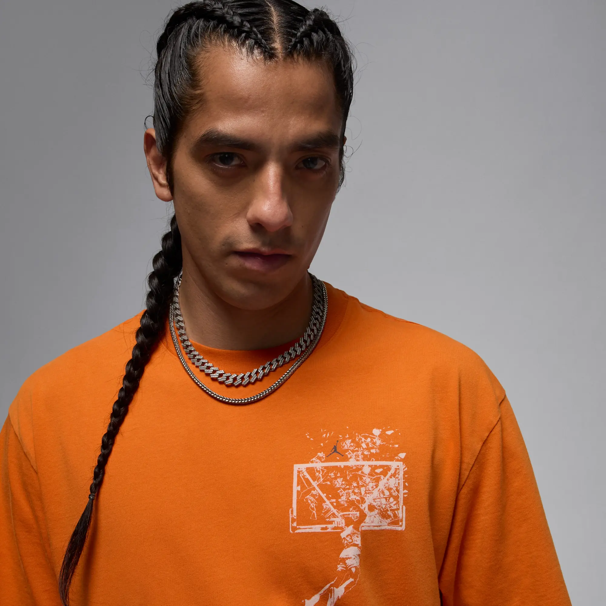 Nike Jordan Brooklyn Men's Oversized Graphic T-Shirt - Orange