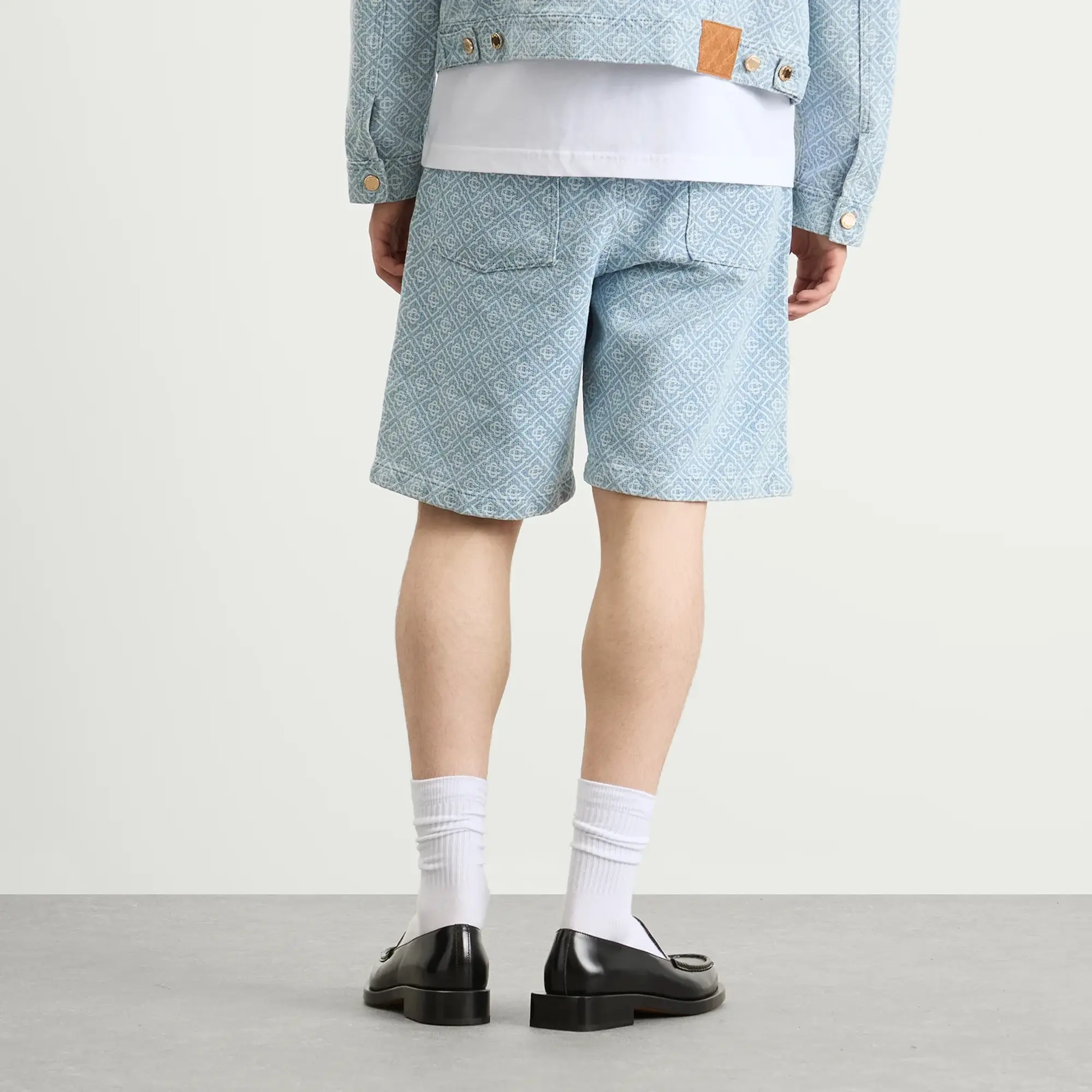Casablanca Men's Relaxed Monogram Denim Shorts Blue