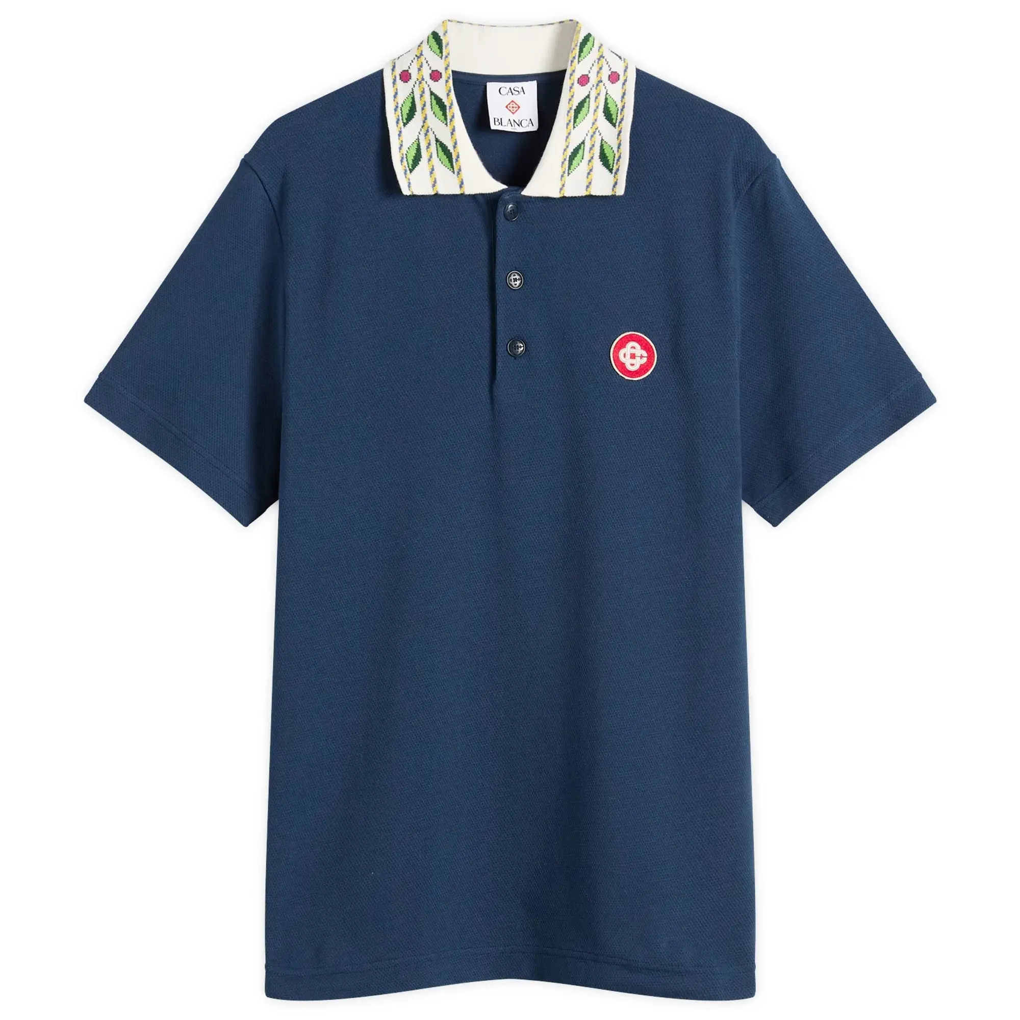Casablanca Men's Classic Laurel Pique Polo Navy