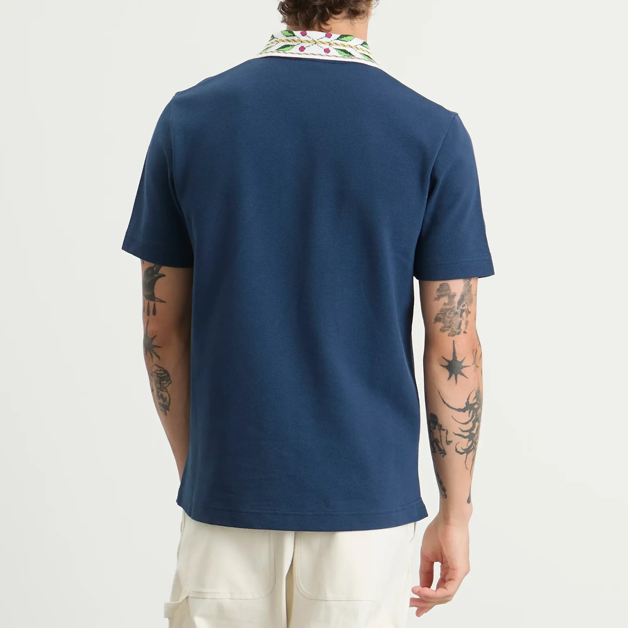 Casablanca Men's Classic Laurel Pique Polo Navy