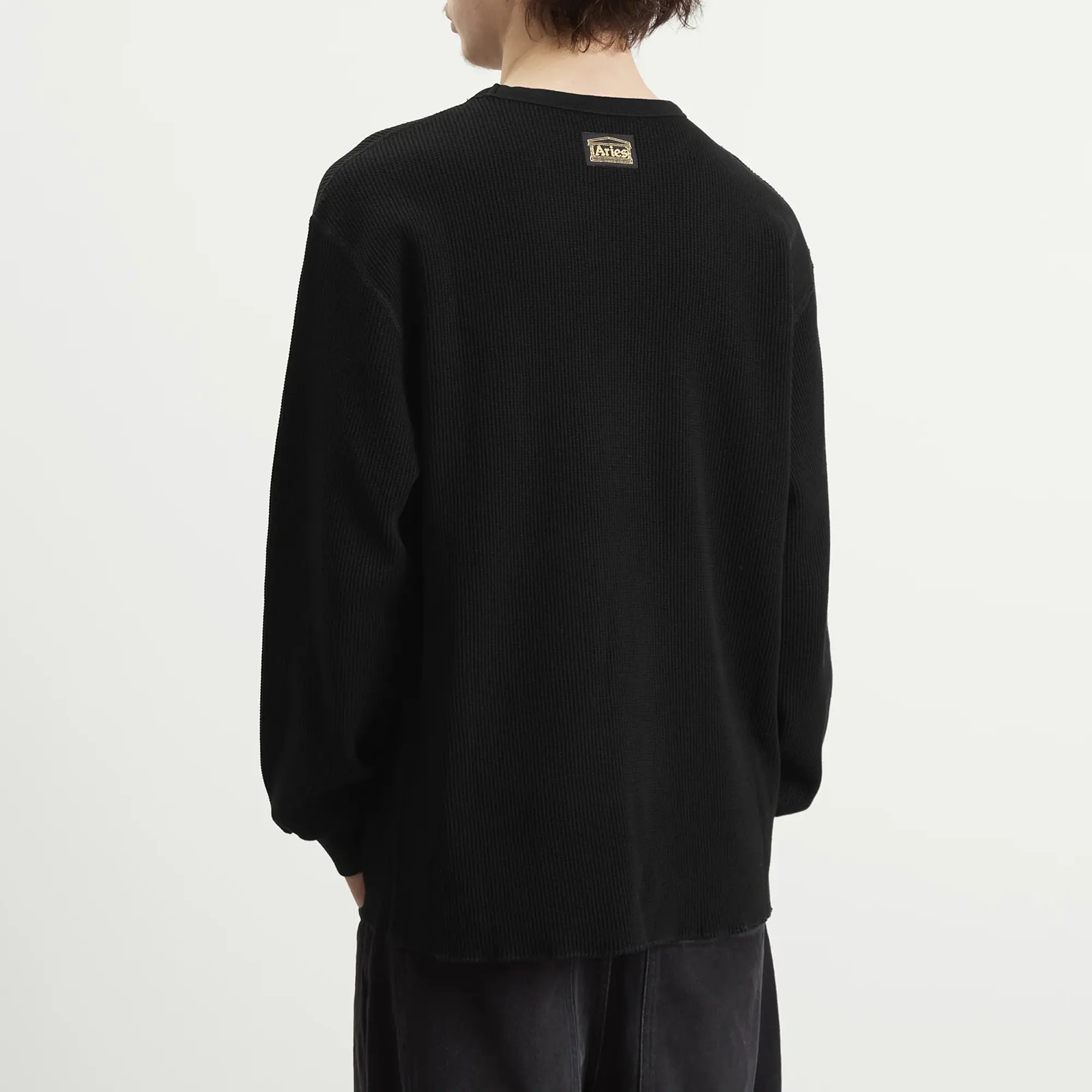 Aries Men's Reversible Temple Waffle Long Sleeve T-Shirt Black