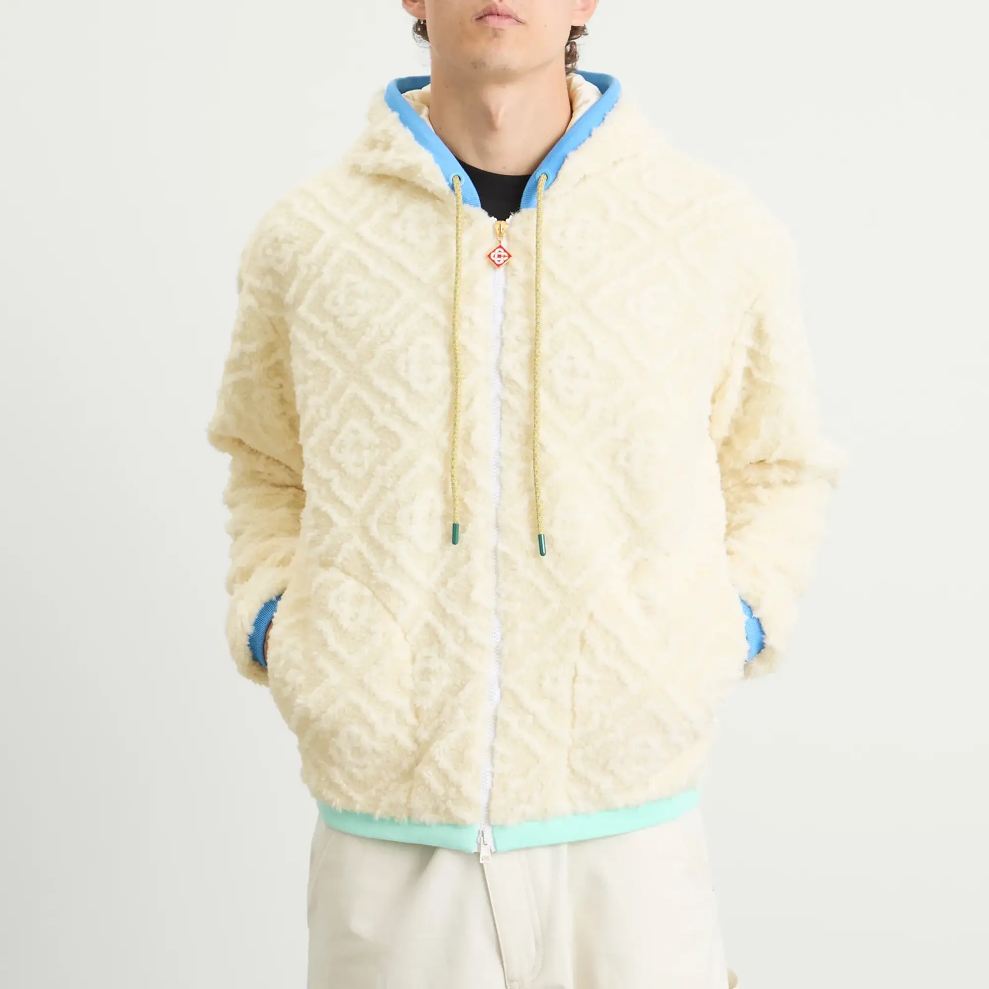 Casablanca Men's Monogram Fleece Jacket White
