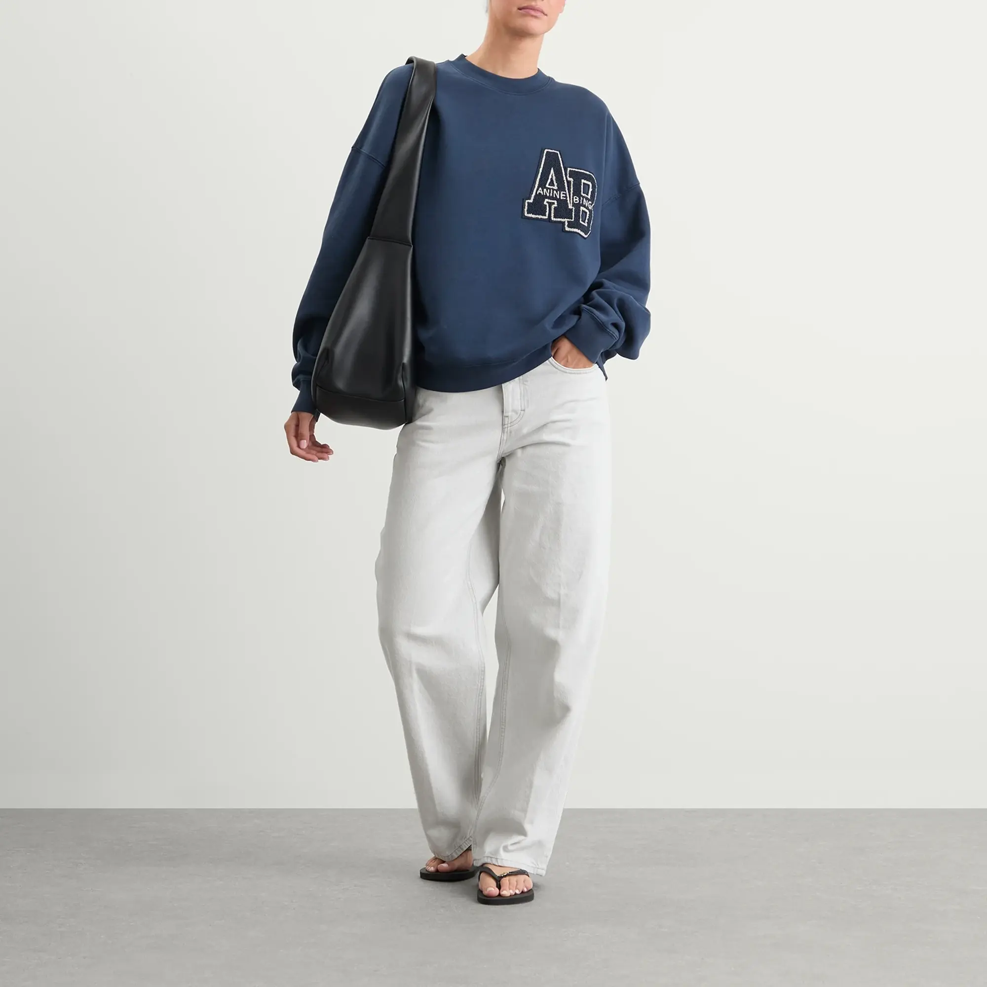Anine Bing Women's Miles Oversized Letterman Sweatshirt Dark Blue