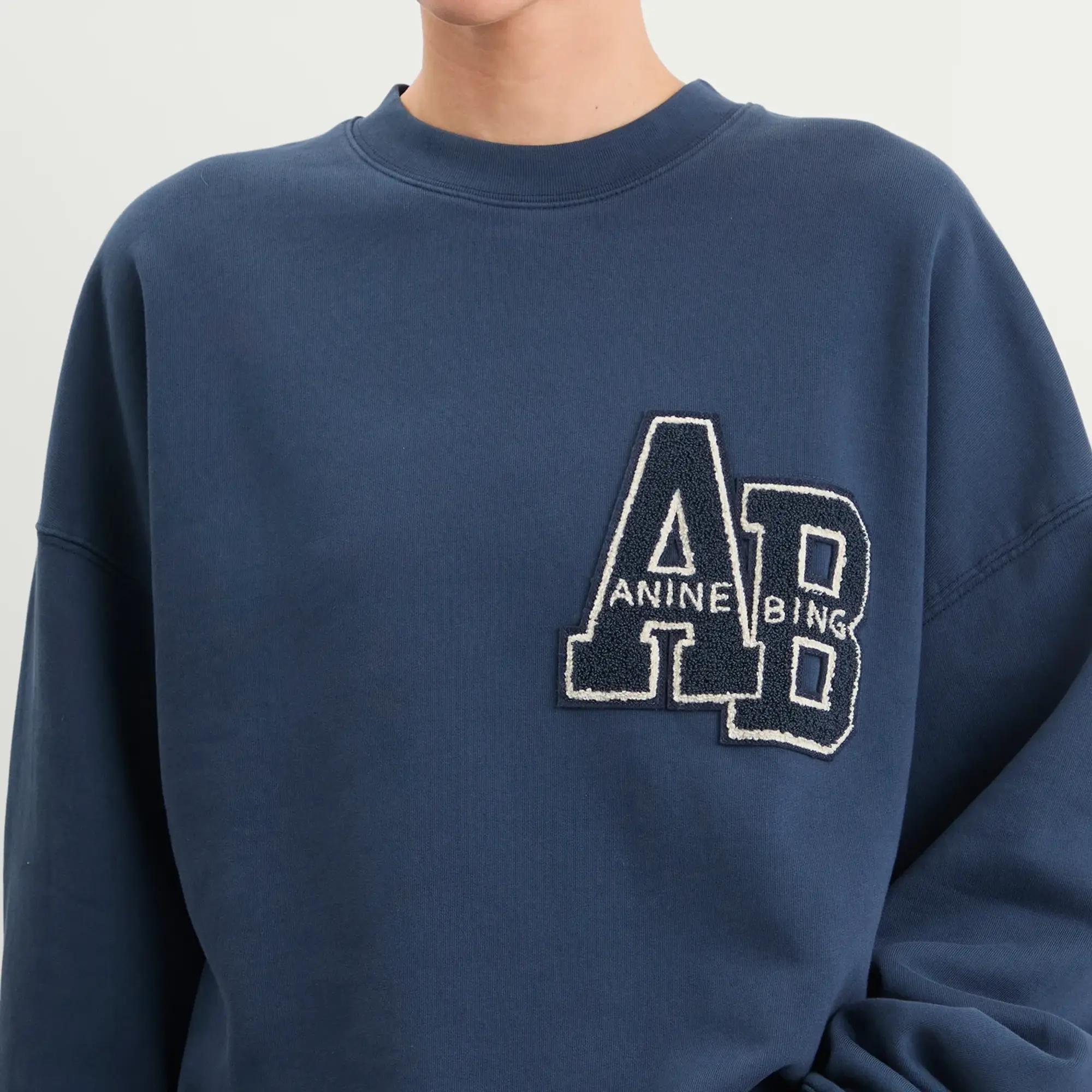 Anine Bing Women's Miles Oversized Letterman Sweatshirt Dark Blue