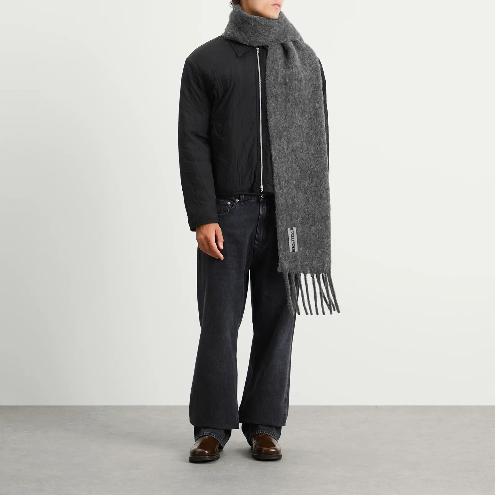 Our Legacy Men's Estate Fuzzy Alpaca Scarf Phantom Fuzzy Alpaca
