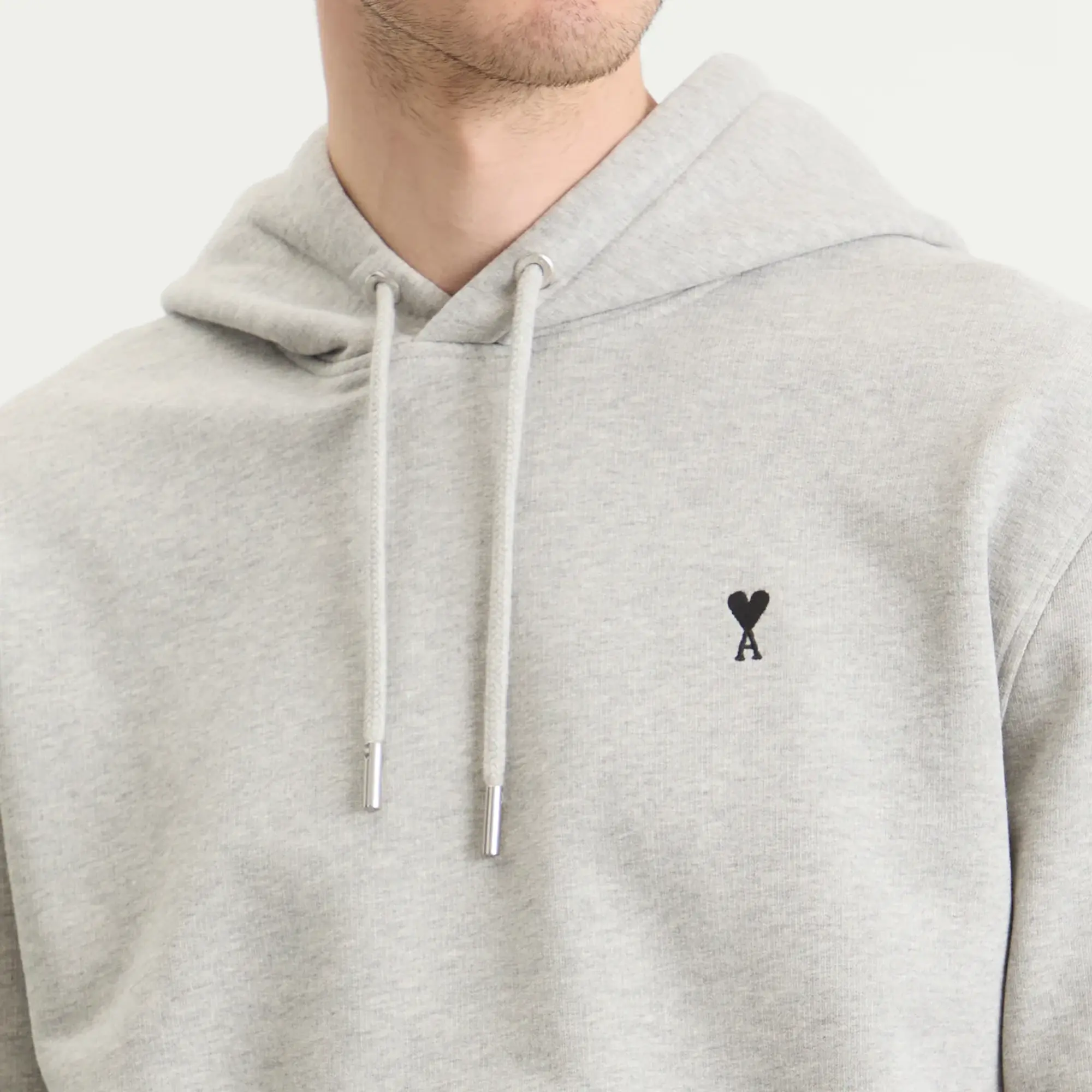 AMI Paris Men's Loopback Light Fleece ADC Hoodie Gris Cendre Chine
