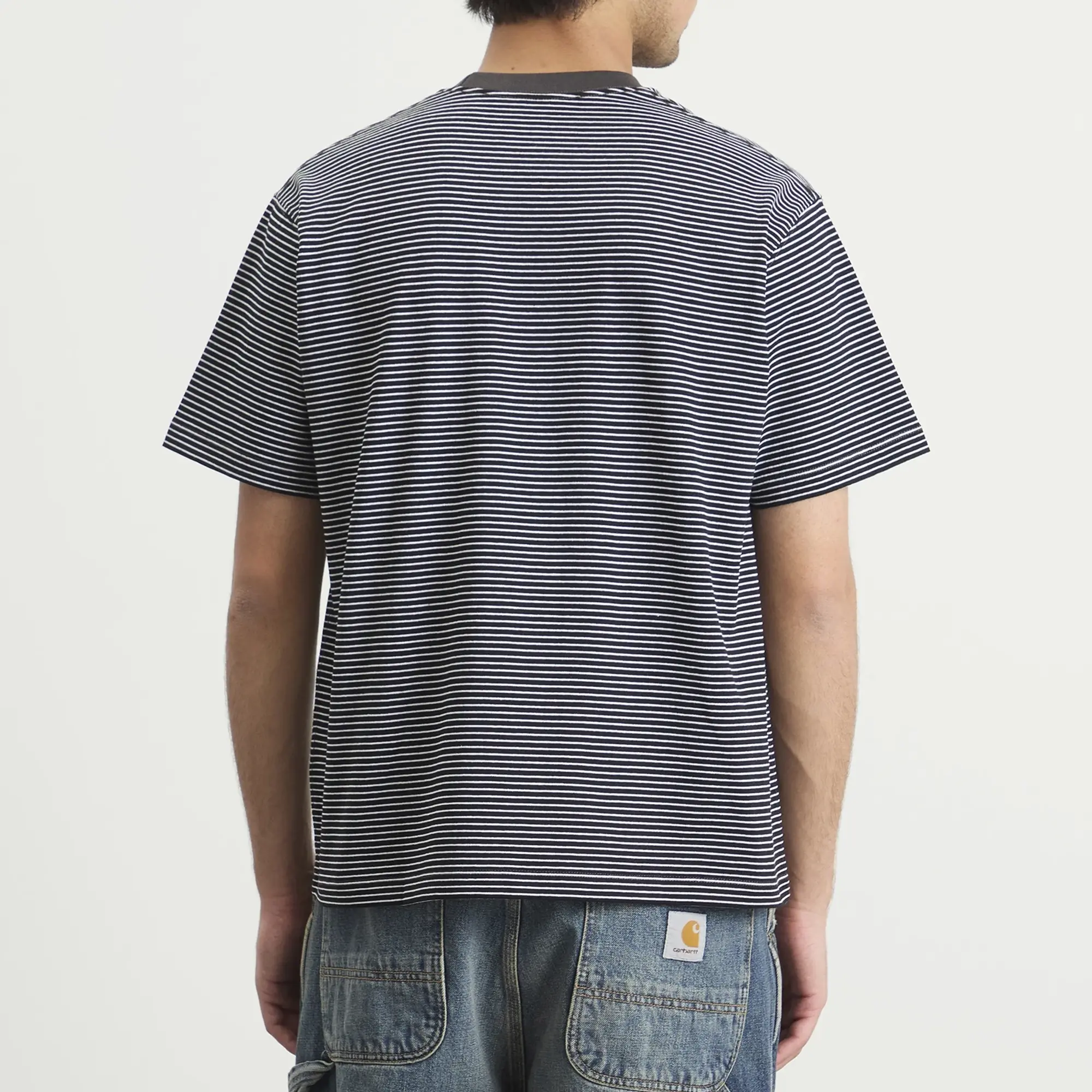 Danton Men's Pocket T-Shirt Black/White Stripe