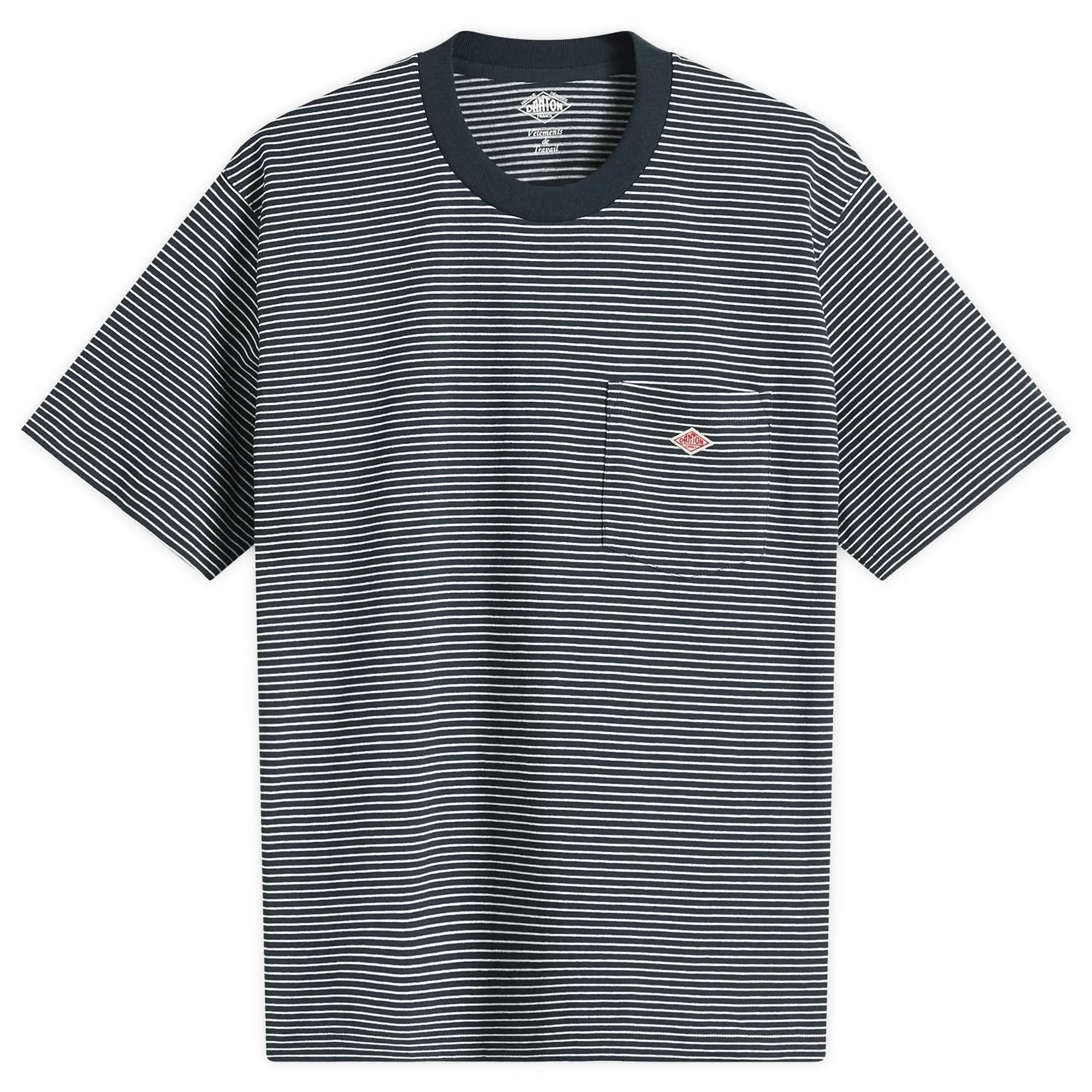 Danton Men's Pocket T-Shirt Green/White Stripe