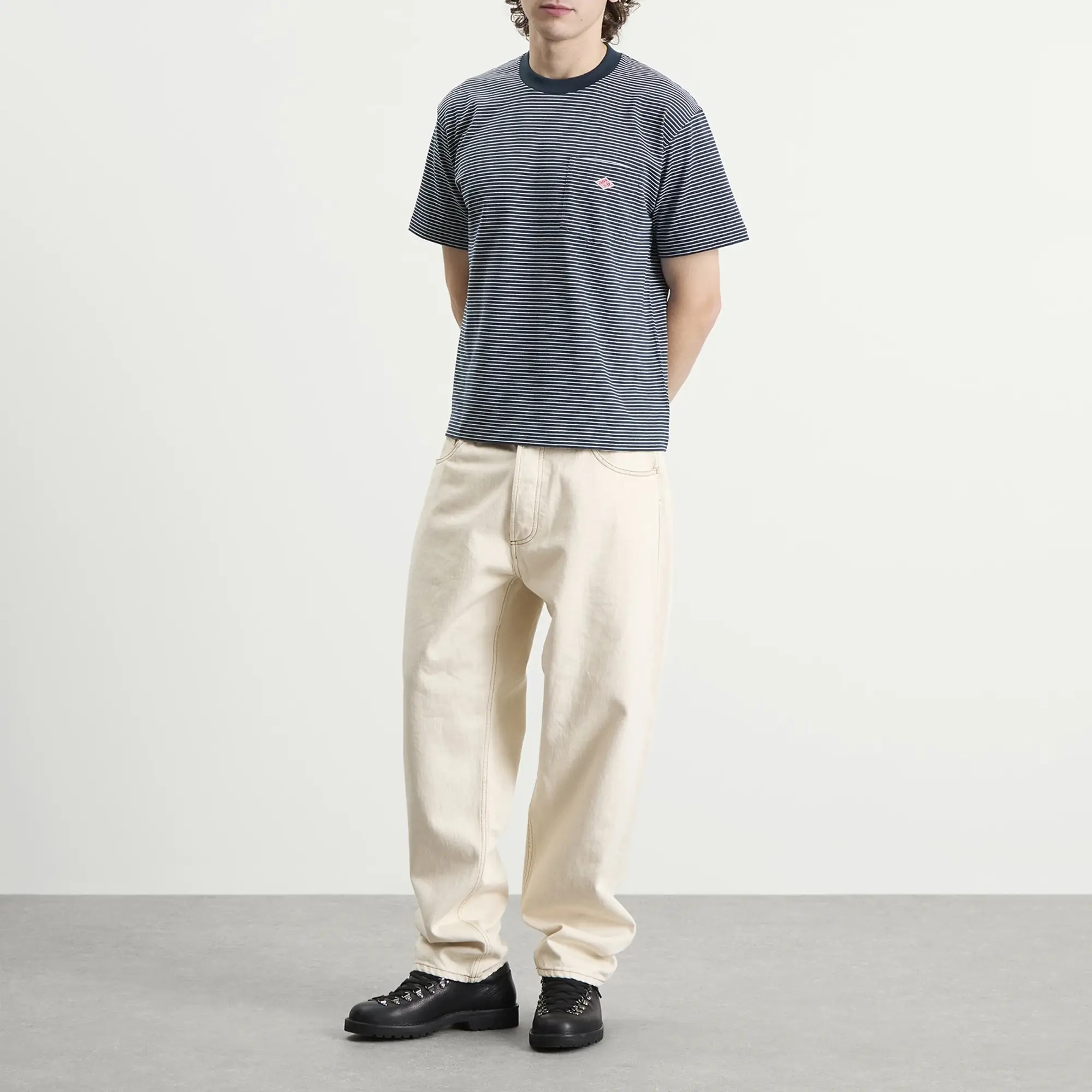 Danton Men's Pocket T-Shirt Green/White Stripe