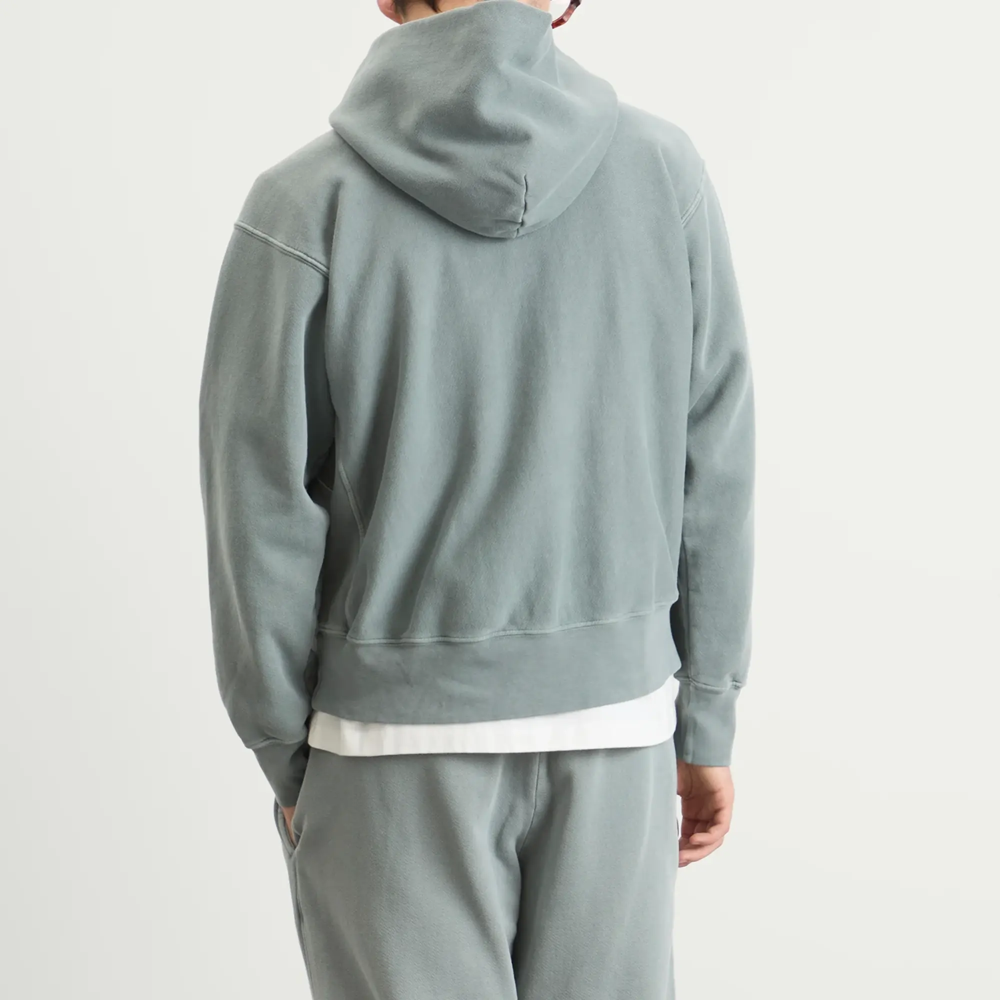 Les Tien Men's Heavyweight Hoodie Washed Slate Grey