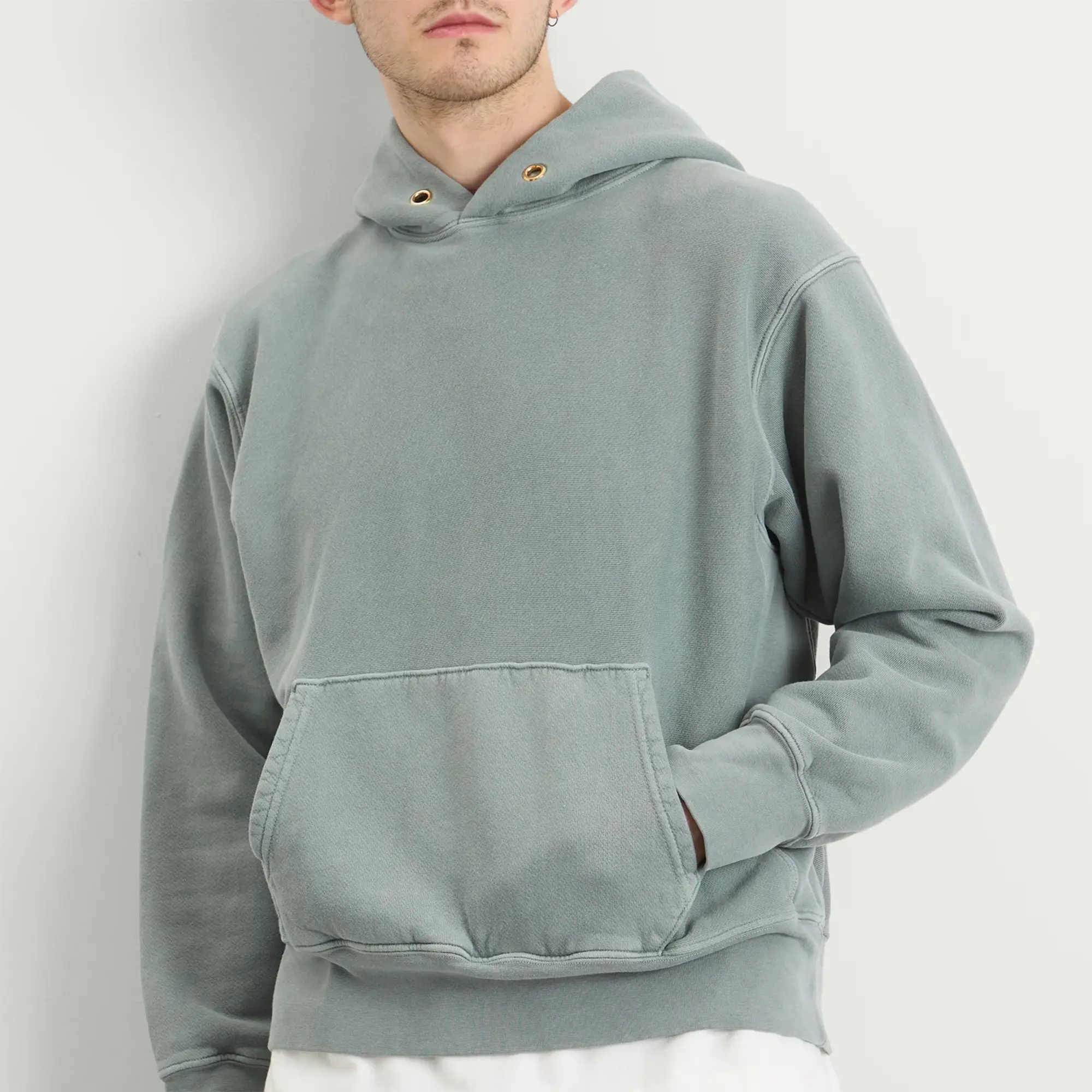 Les Tien Men's Heavyweight Hoodie Washed Slate Grey