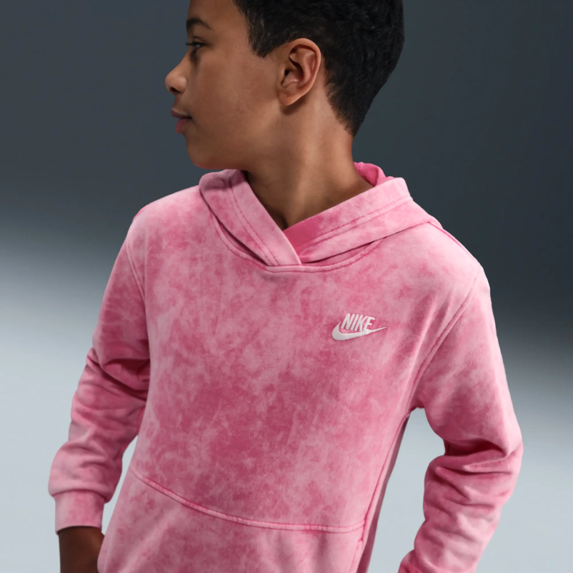 Nike Sportswear Older Kids' Pullover Hoodie - Pink - Cotton/Polyester