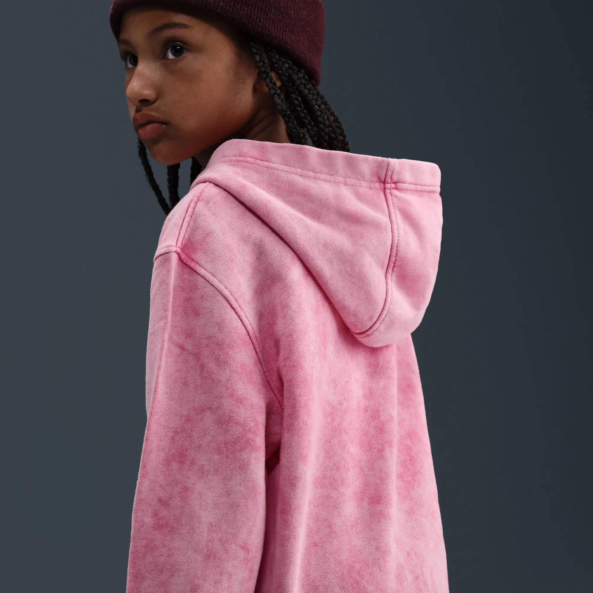 Nike Sportswear Older Kids' Pullover Hoodie - Pink - Cotton/Polyester