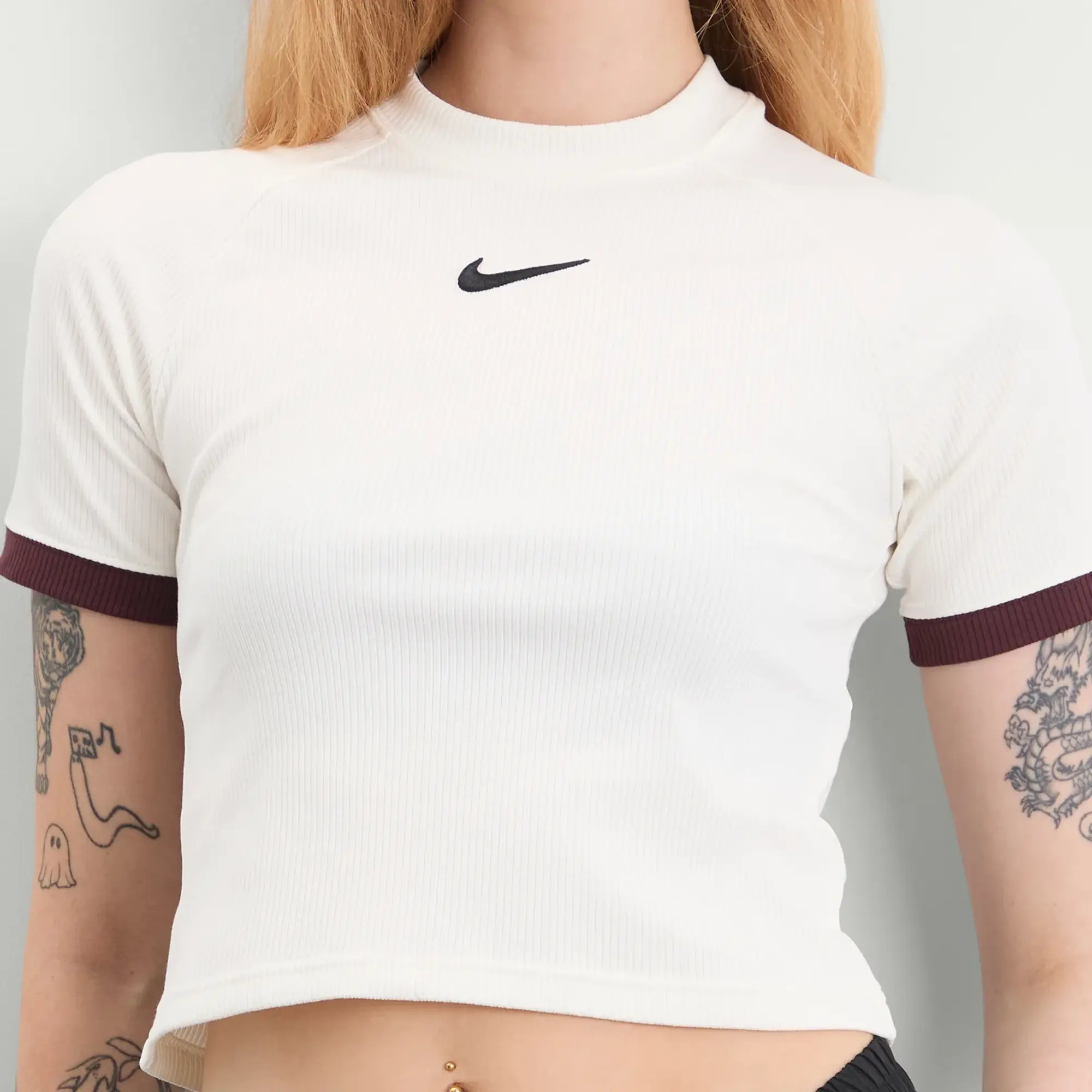 Nike Women's Sports Fitted Top Sail/Burgundy Crush