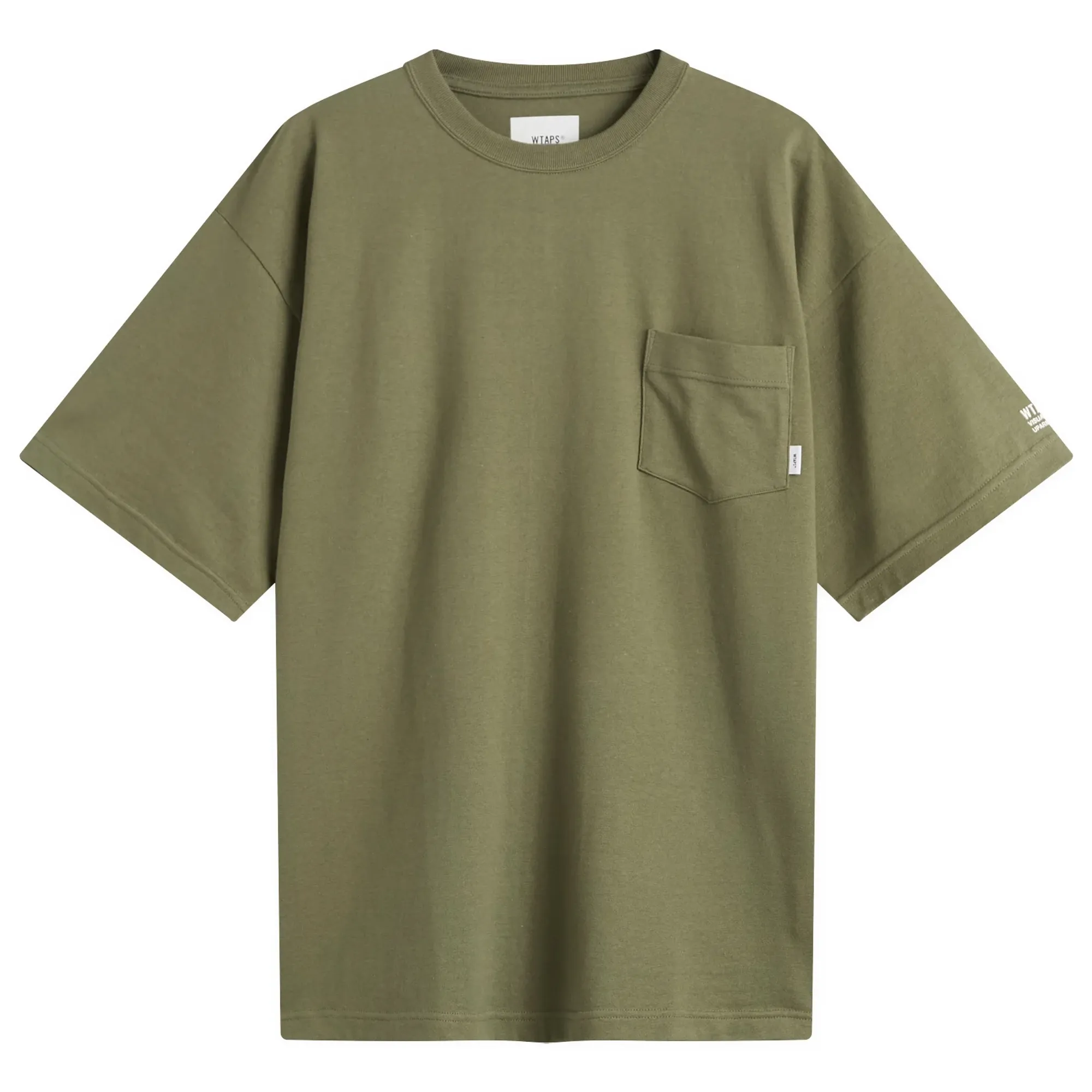 WTAPS Men's Sleeve Logo Pocket T-Shirt Olive Drab