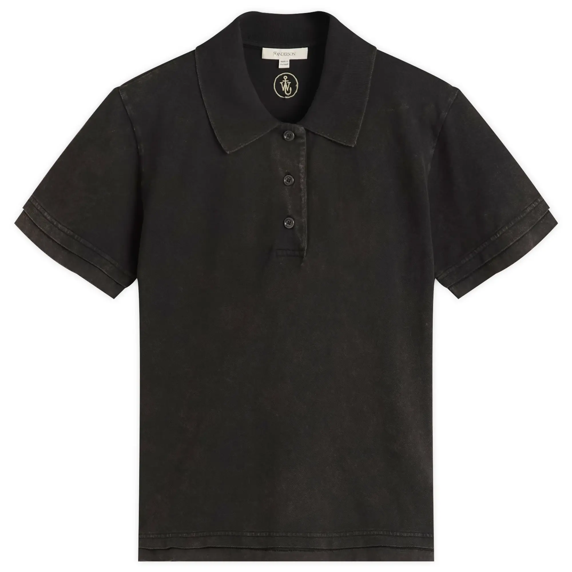 JW Anderson Women's Layered Short Sleeve Polo Top Black