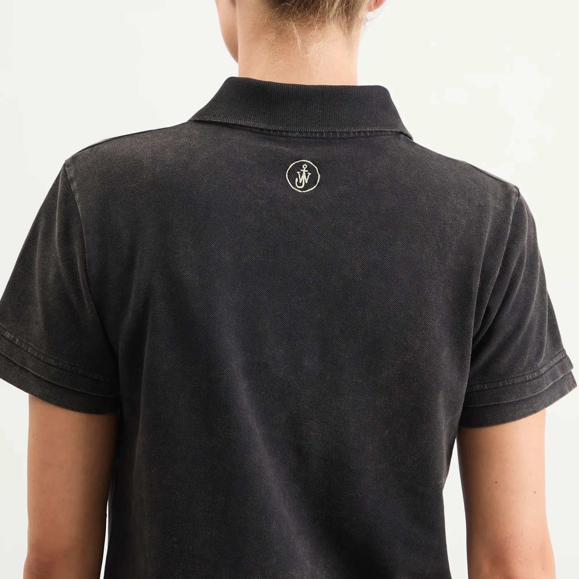JW Anderson Women's Layered Short Sleeve Polo Top Black