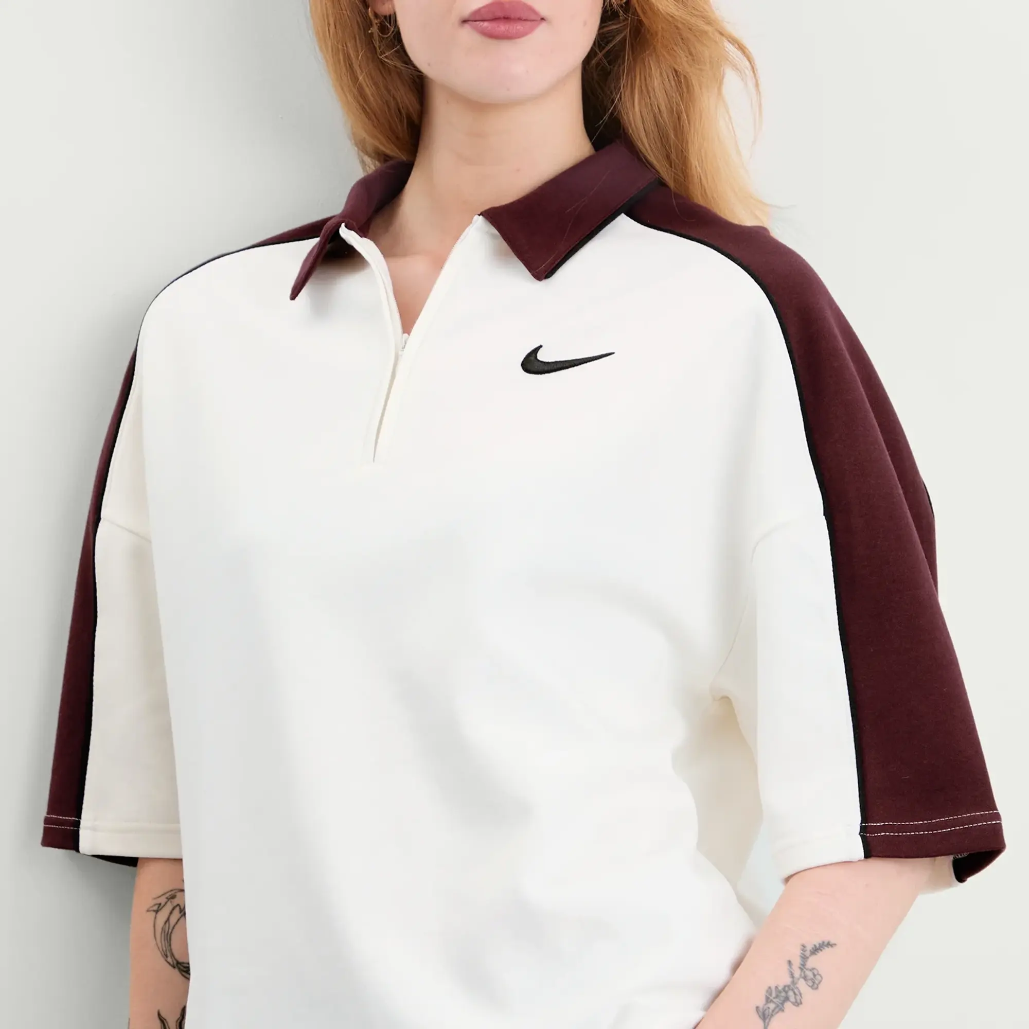 Nike Women's Sports Polo Top Sail/Burgundy Crush