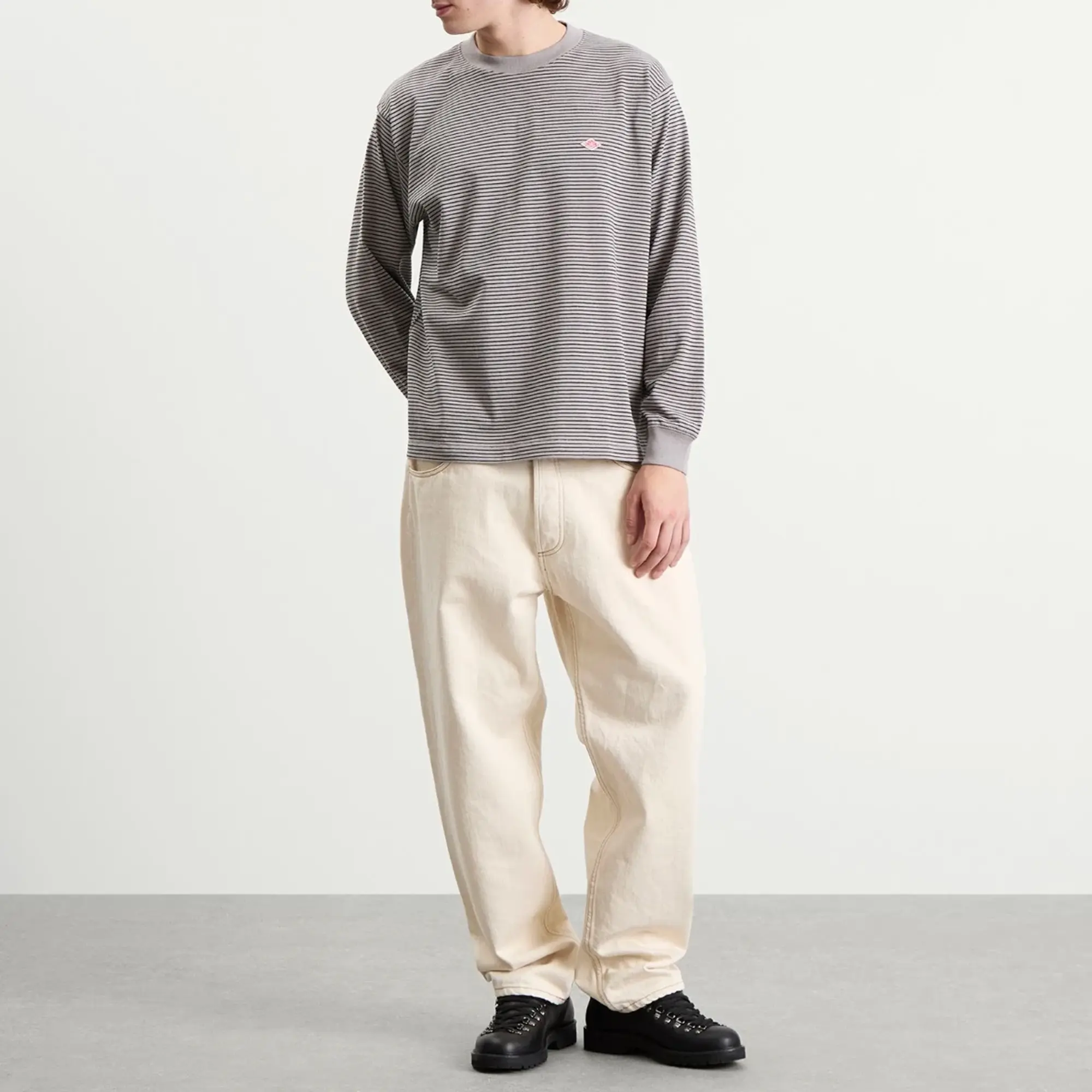 Danton Men's Long Sleeve Stripe T-Shirt Grey/Black Stripe