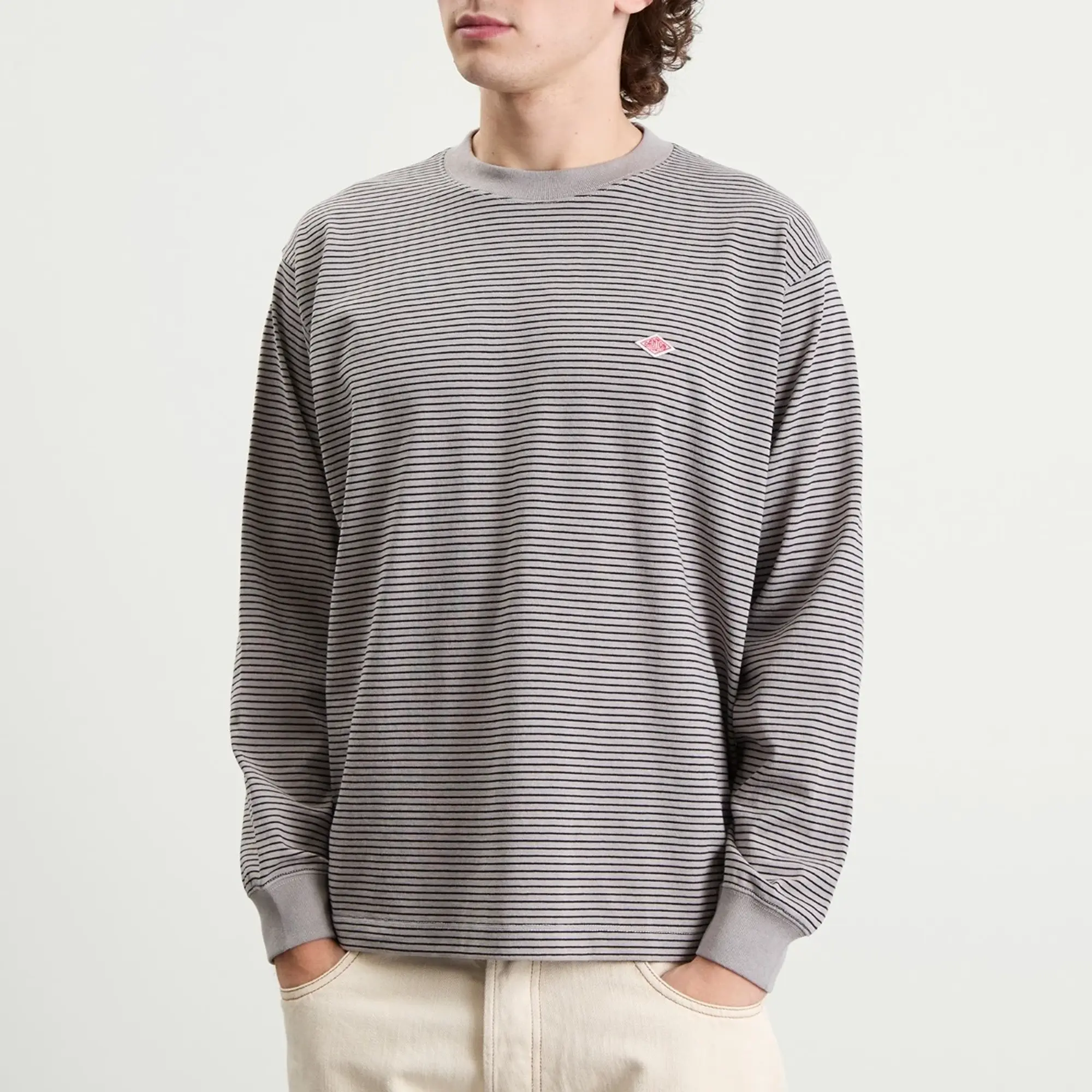 Danton Men's Long Sleeve Stripe T-Shirt Grey/Black Stripe