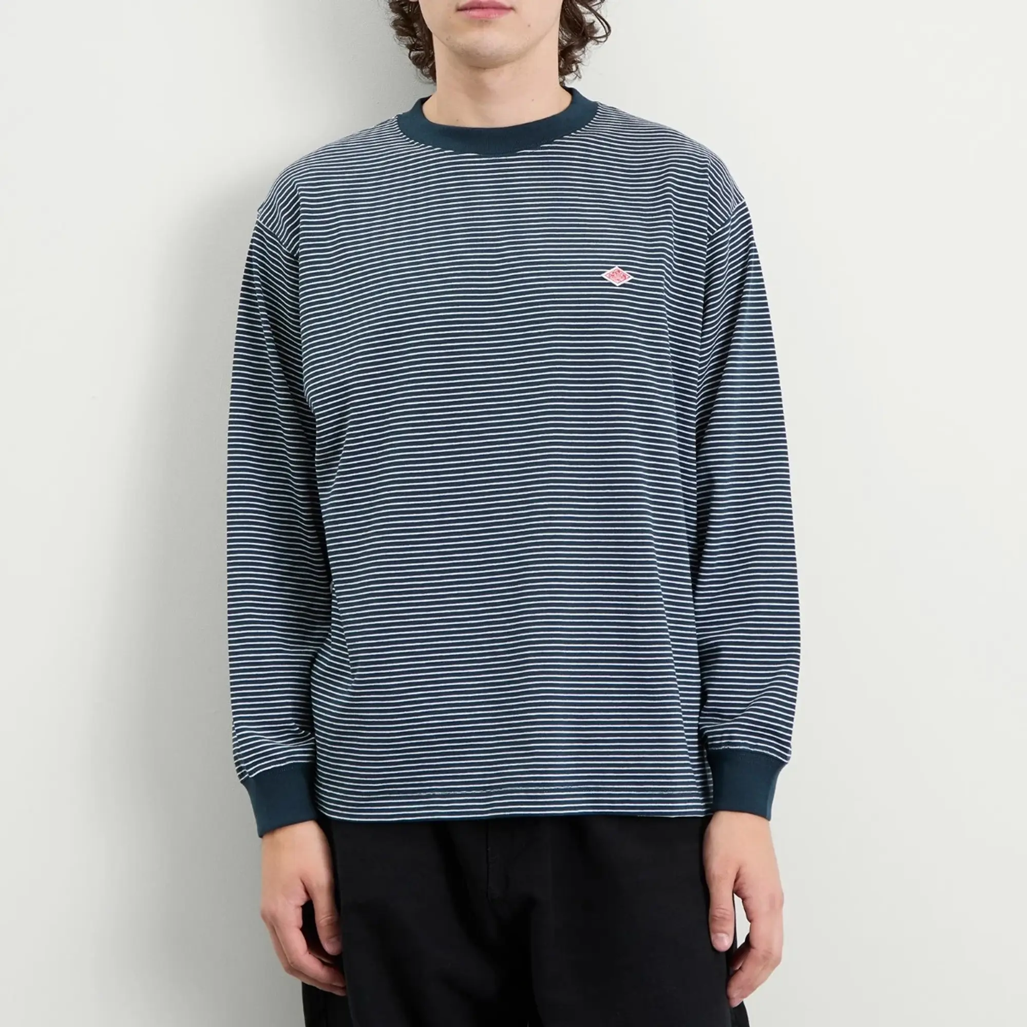 Danton Men's Long Sleeve Stripe T-Shirt Green/White Stripe