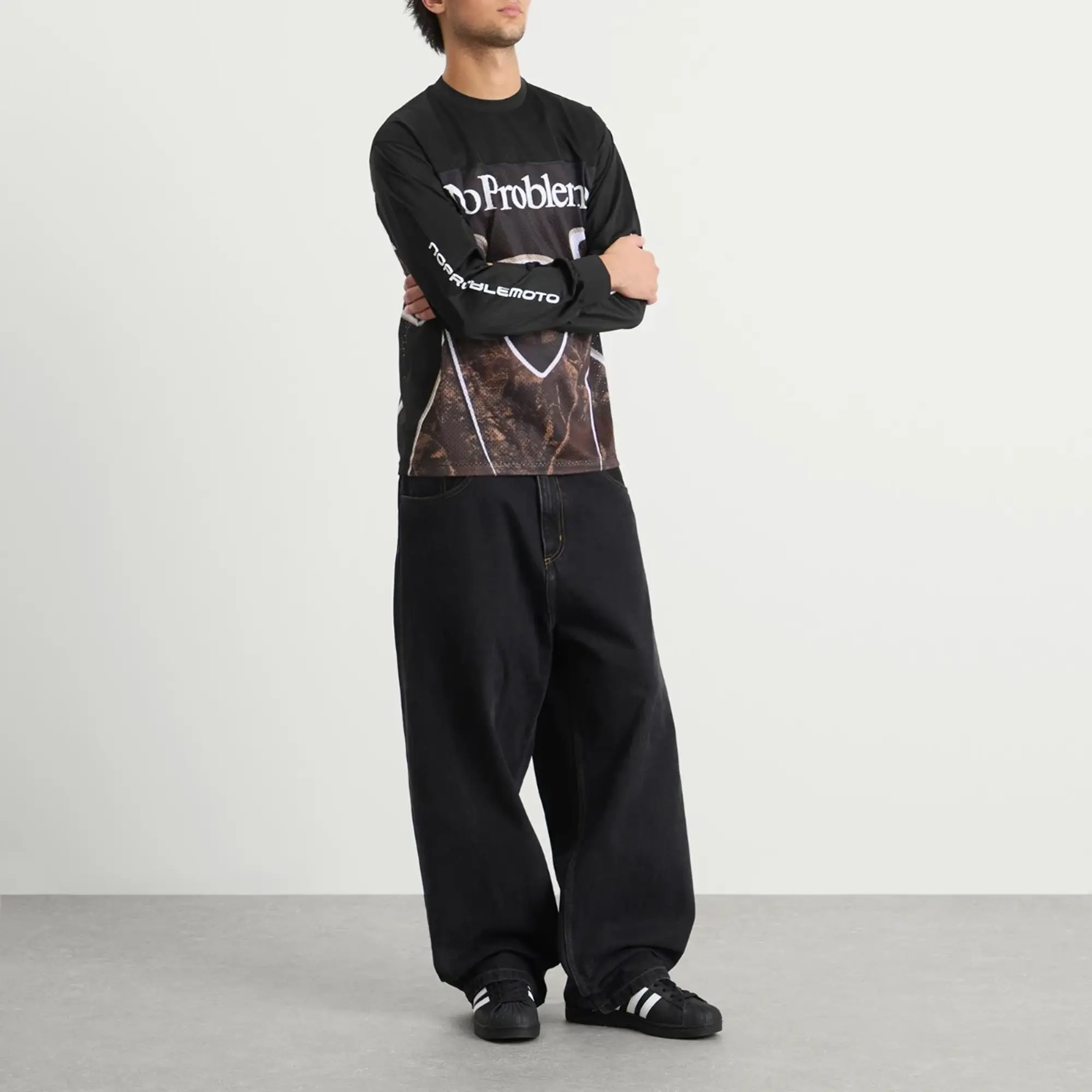 No Problemo Men's Alien Long Sleeve Moto Jersey Black