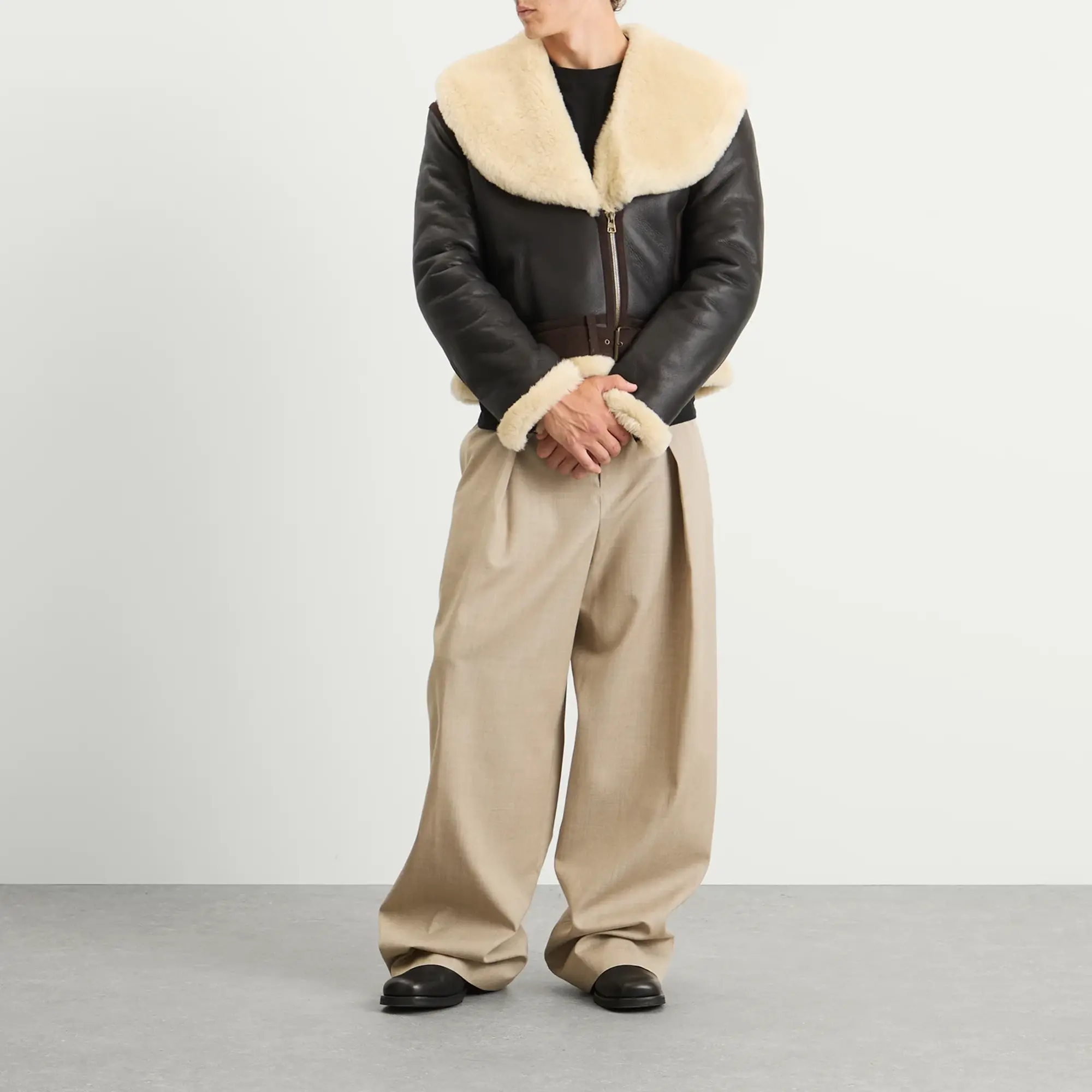 JW Anderson Men's Aviator Jacket Dark Brown