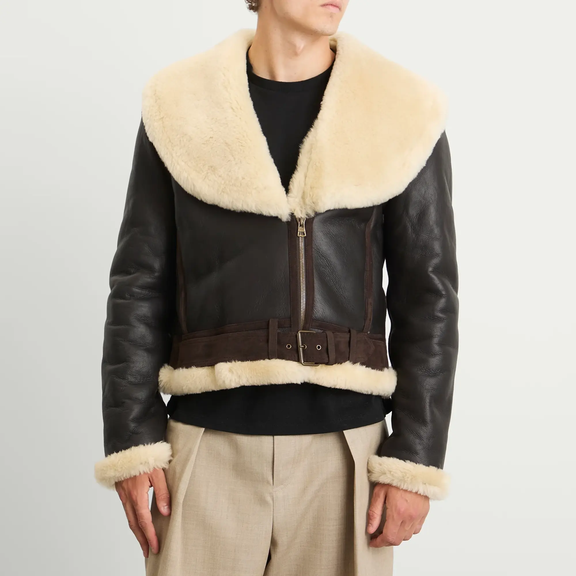 JW Anderson Men's Aviator Jacket Dark Brown