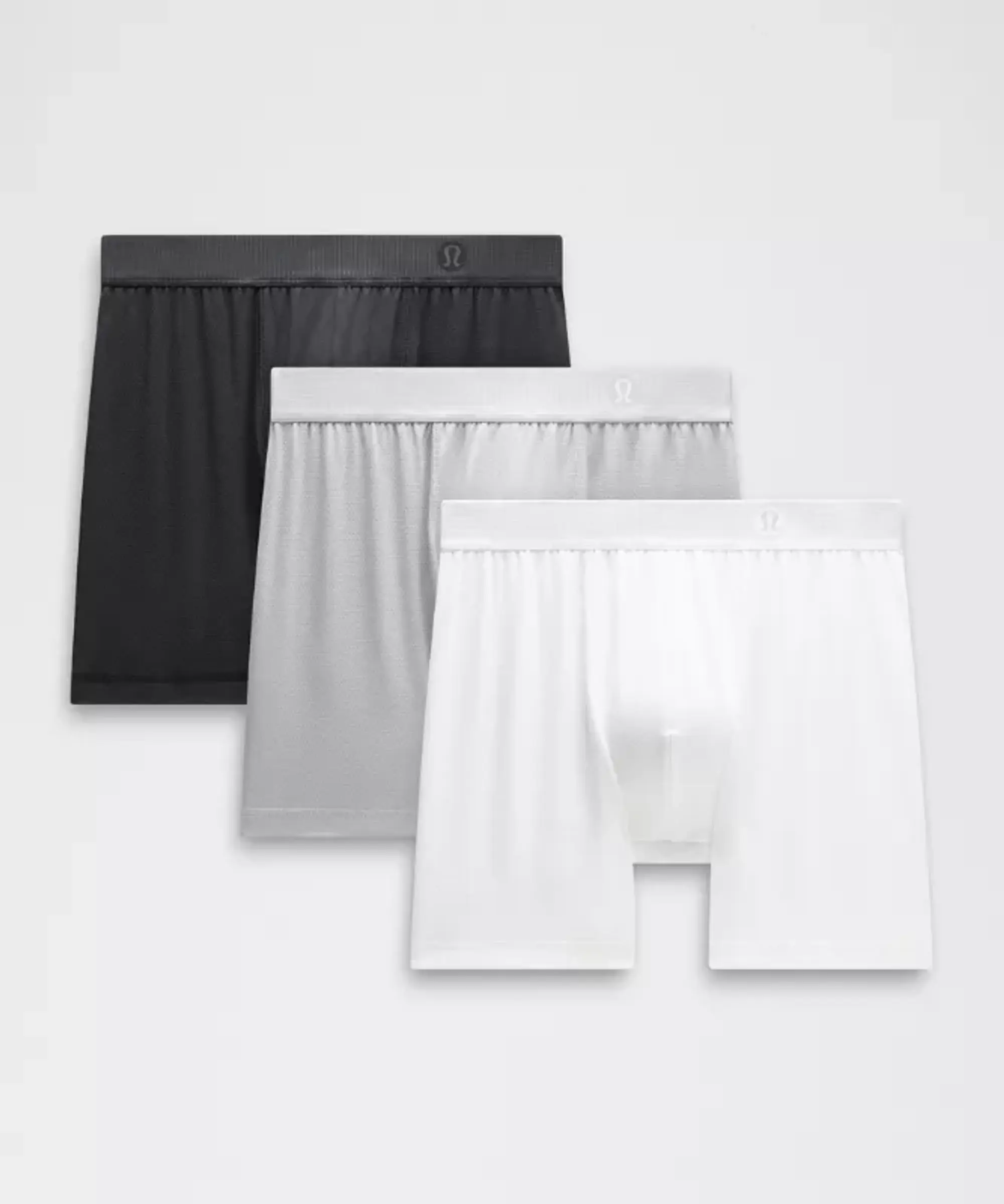 lululemon – Men's Always In Motion Boxer Briefs 3 Pack – 5" – Color Black/Silver/White – Size Large
