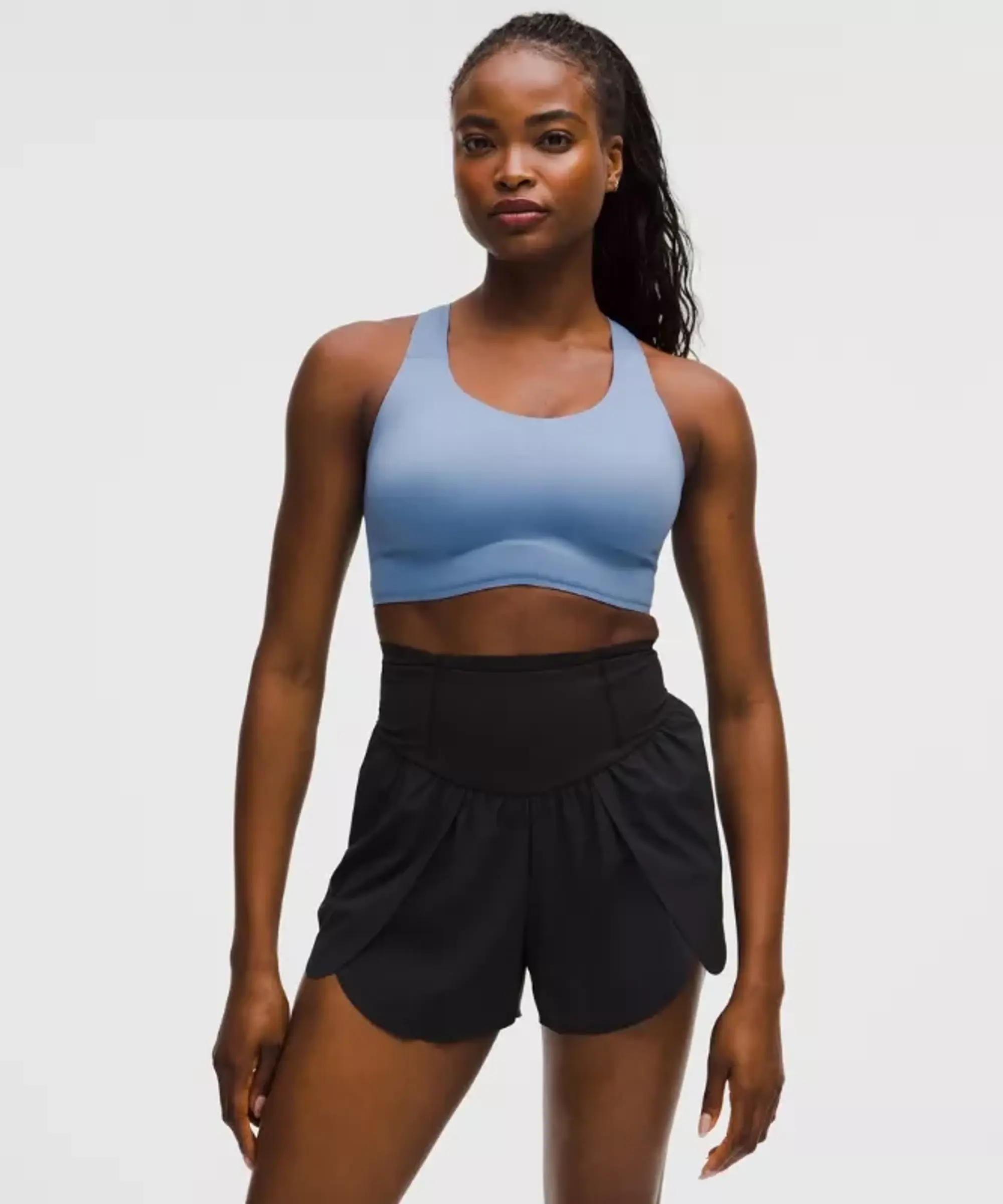 lululemon – Women's Go Further Sports Bra with Support Code Technology High Impact, C/D Cup – Color Blue – Size Large