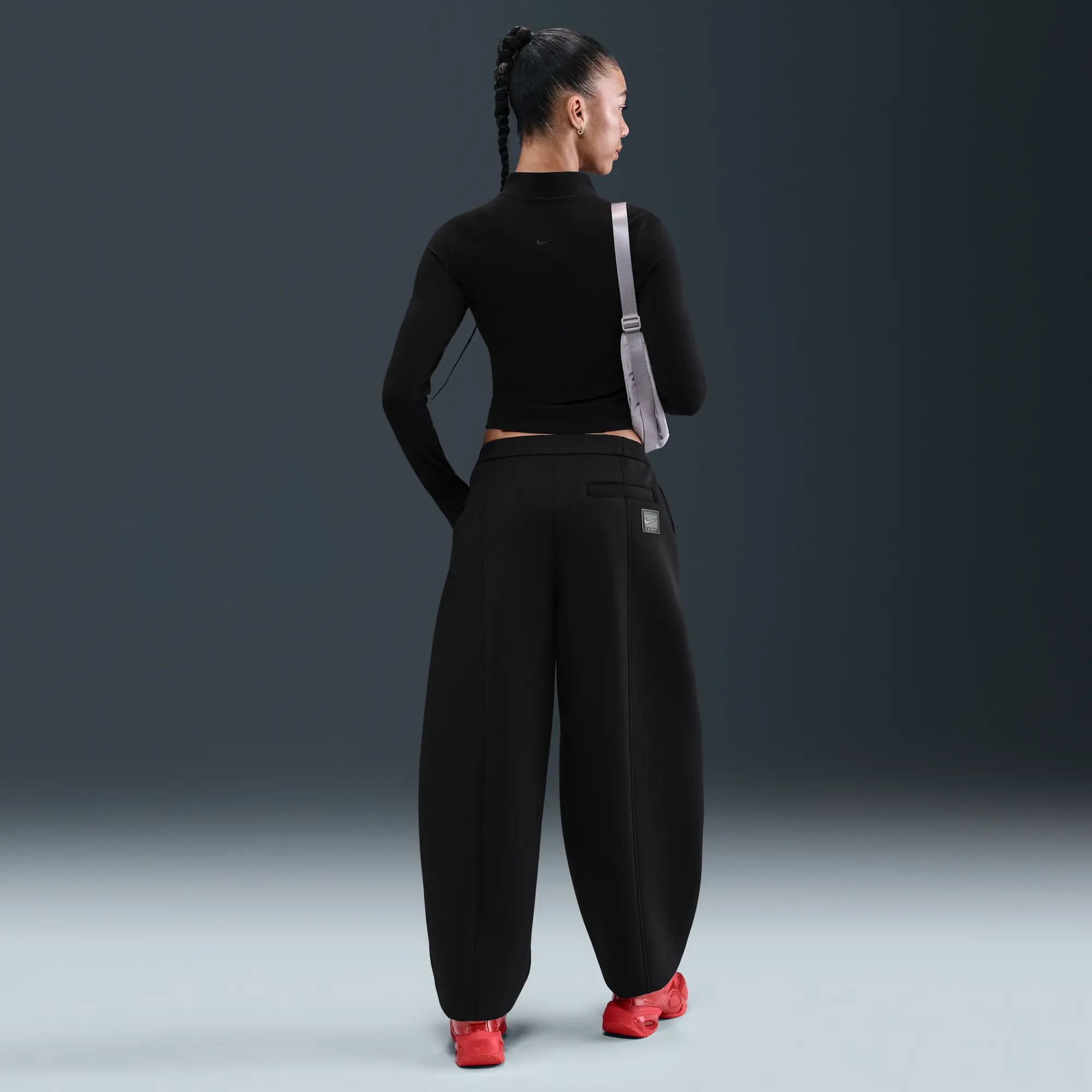 Nike Sportswear Modern Fleece Women's Mid-Rise Loose Trousers - Black - Modal/Polyester