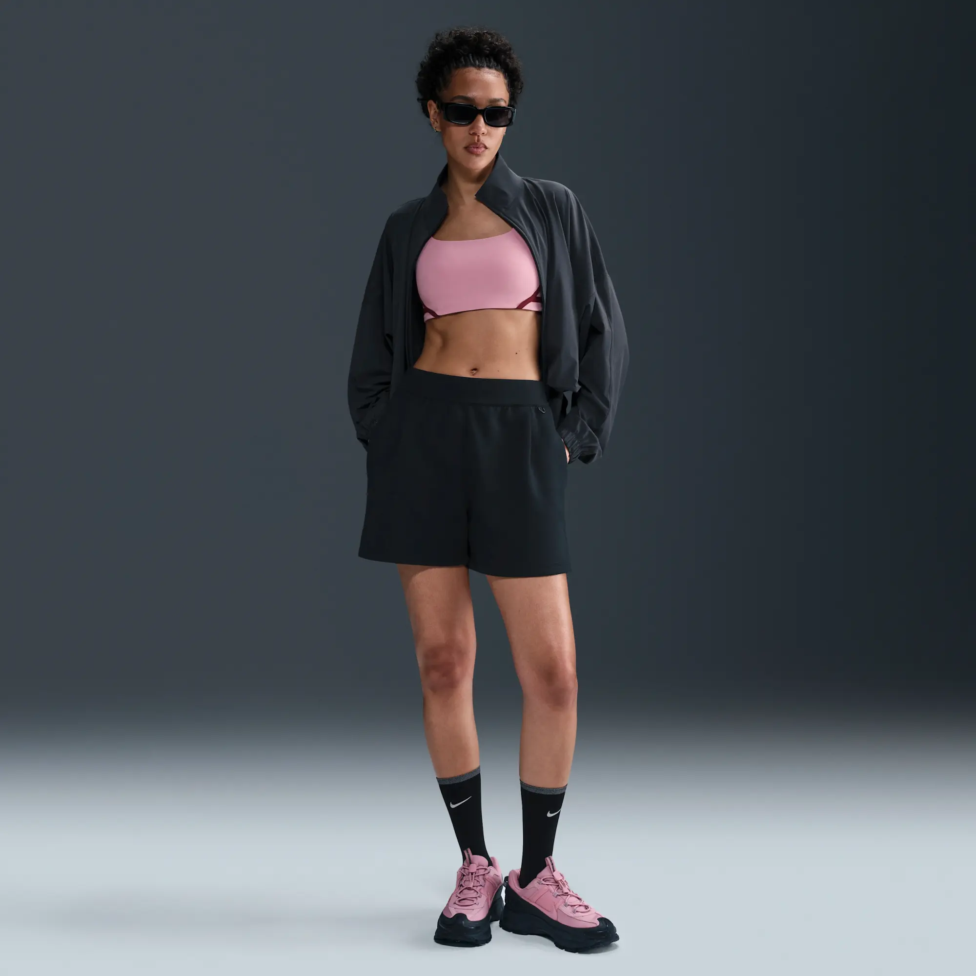 Nike 24.7 ImpossiblySoft Women's Dri-FIT Mid-Rise Loose 10cm (approx.) Shorts - Black - Polyester/Modal/Cotton
