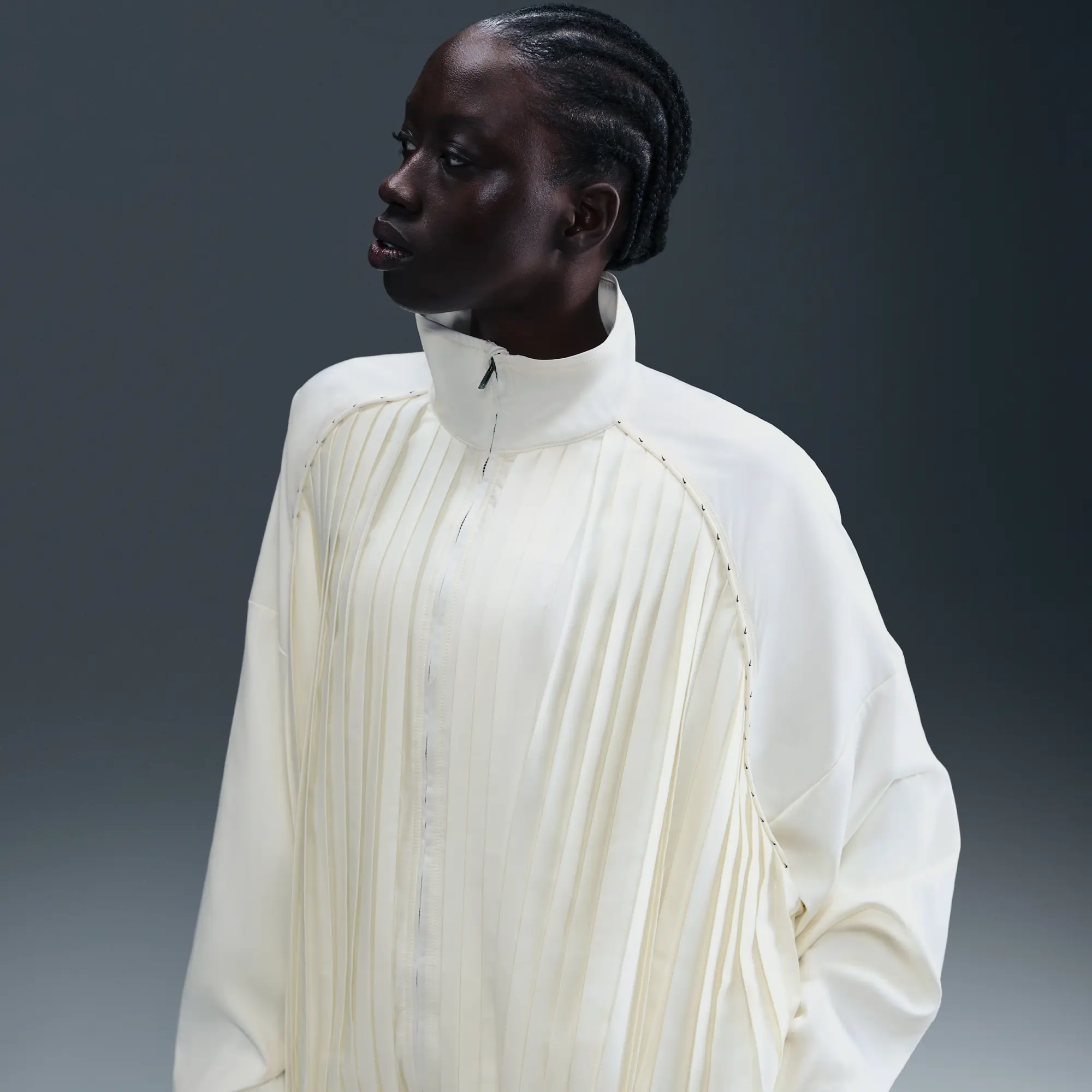 Nike Sportswear Collection Women's Pleated Tracksuit Jacket - White - Polyester/Elastane