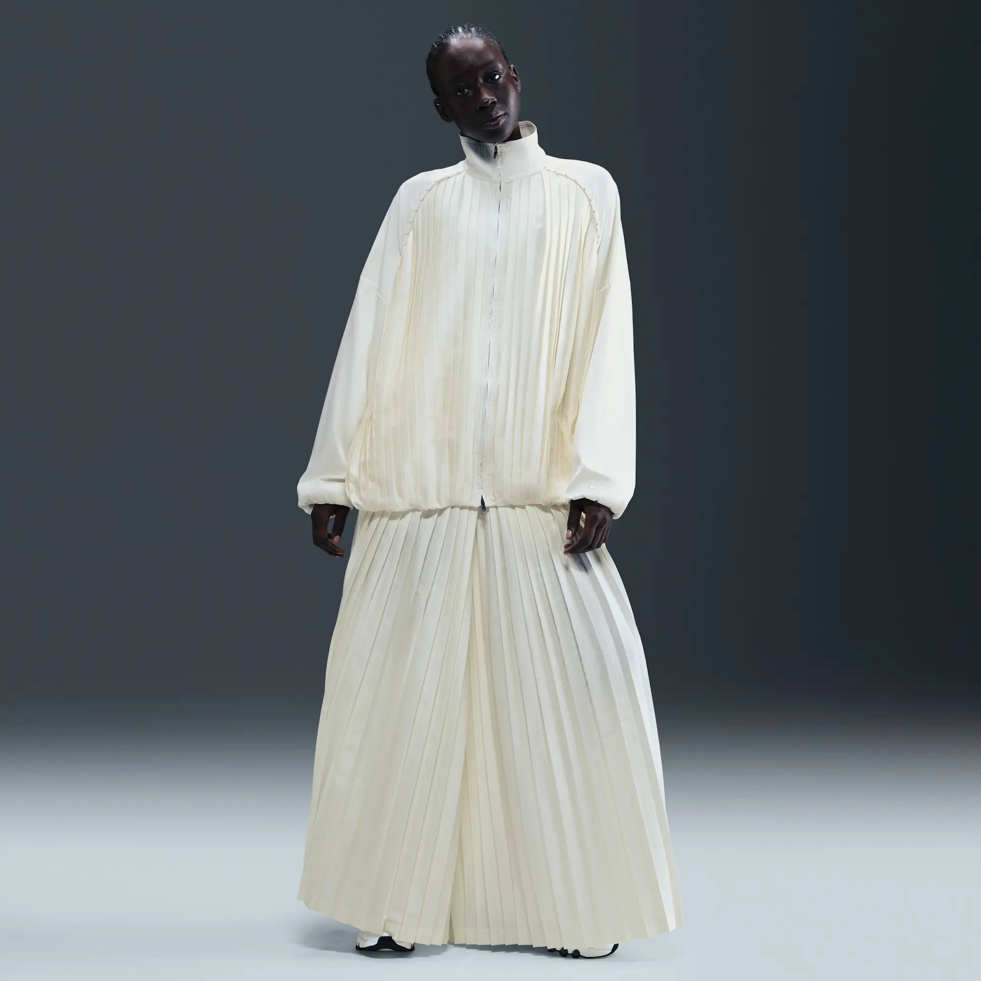 Nike Sportswear Collection Women's Pleated Tracksuit Jacket - White - Polyester/Elastane