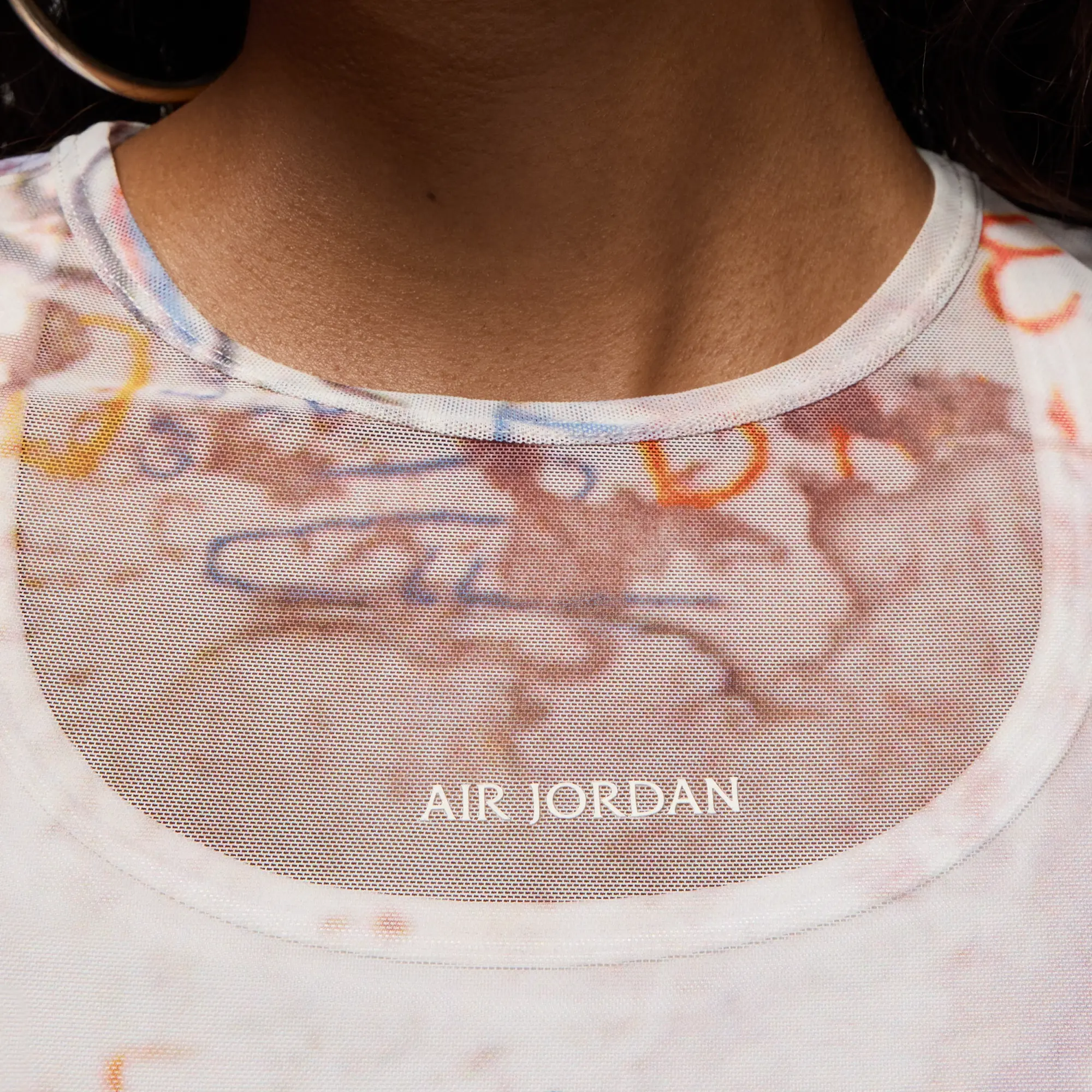 Nike Jordan Nike Air Jordan Women's Mesh Long-Sleeve Top - White - Polyester/Elastane